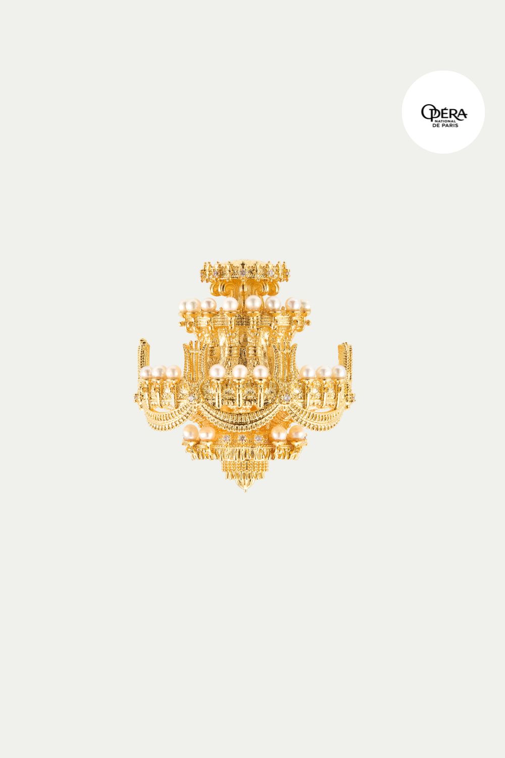 Broche chandelier doré