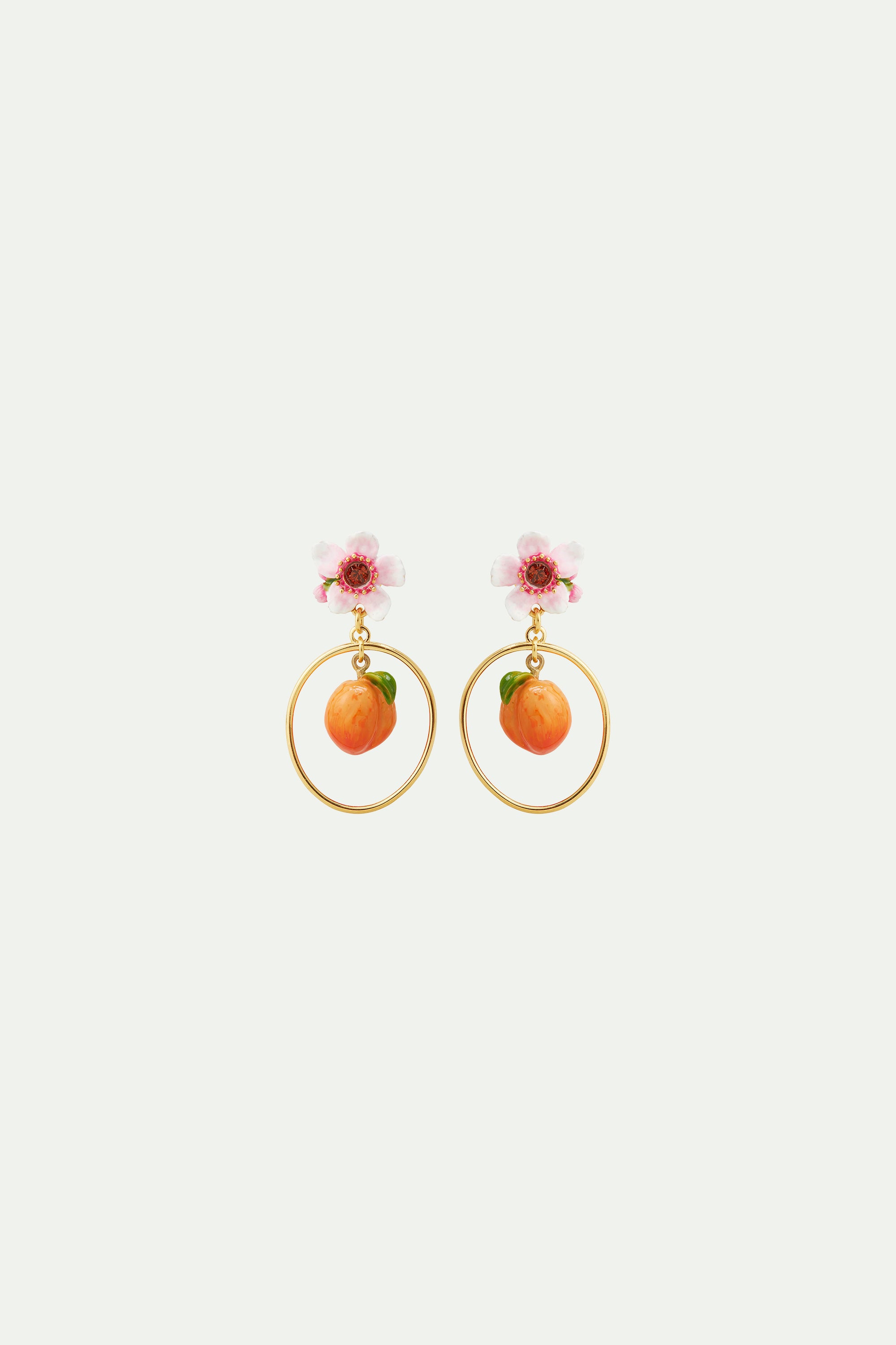Boucles d'oreilles tiges créoles abricot et fleur