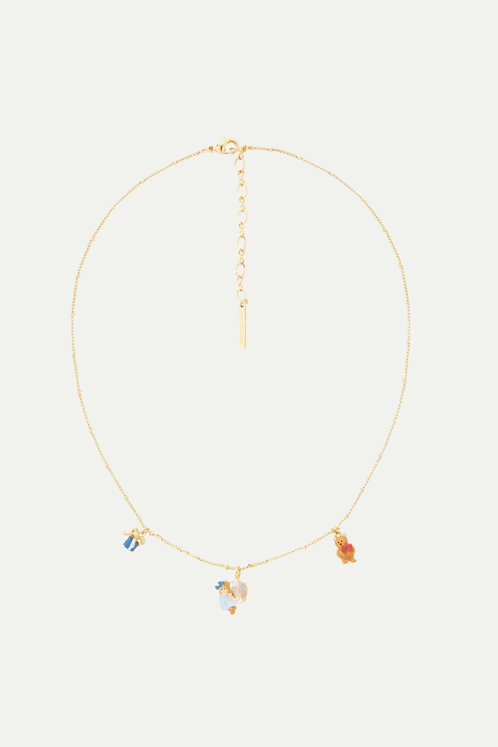 Christmas gift, teddy bear and doll charm necklace