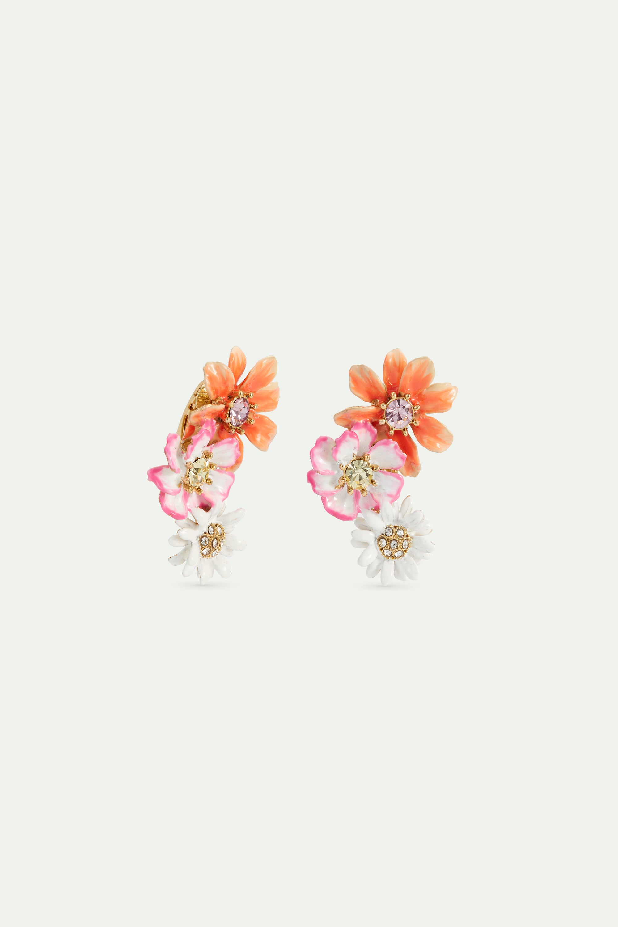 Daisy and zinnia flower earrings