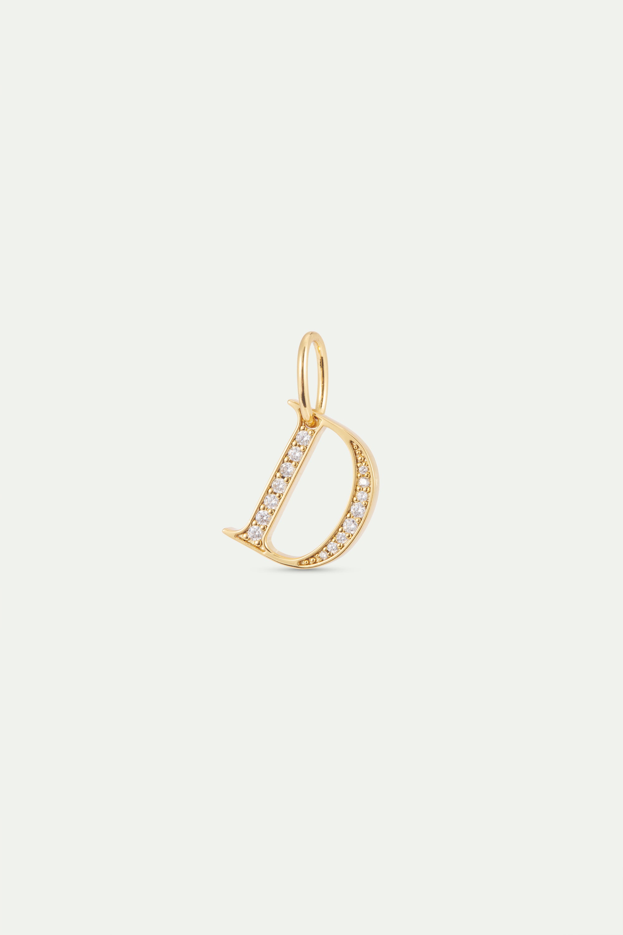 Pendentif lettre D dorée et cristaux