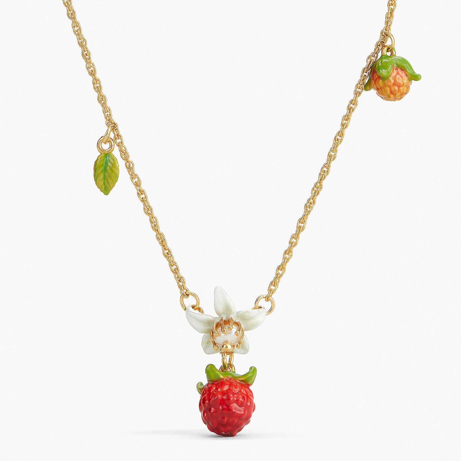 Collier pendentif fleur et framboises