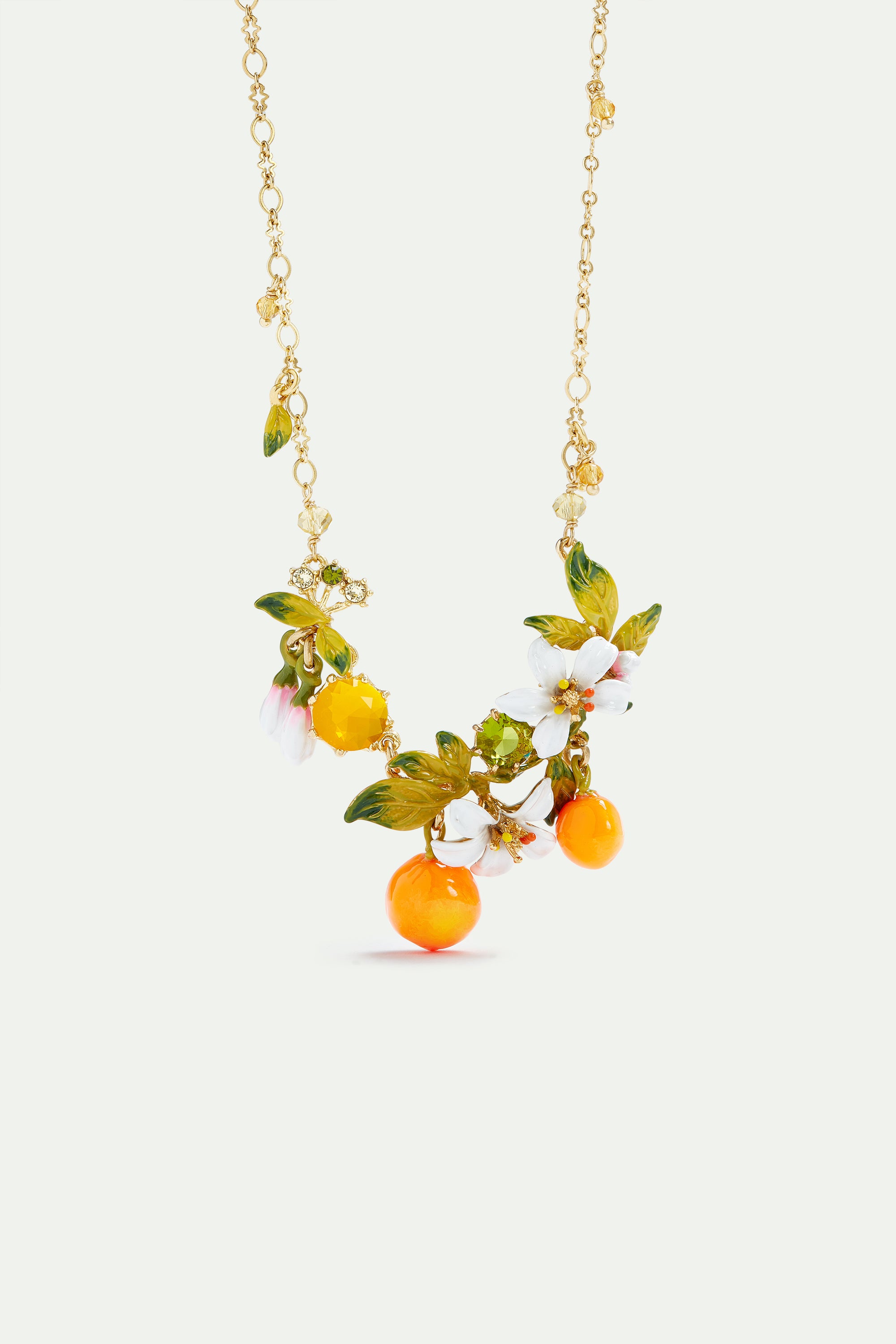 Orange blossoms and oranges collar necklace1