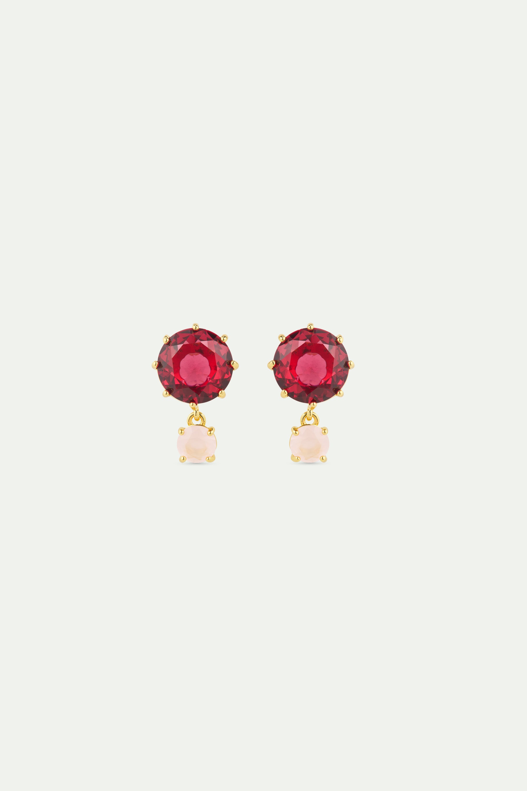 Two-stone dark pink and light pink Diamantine earrings