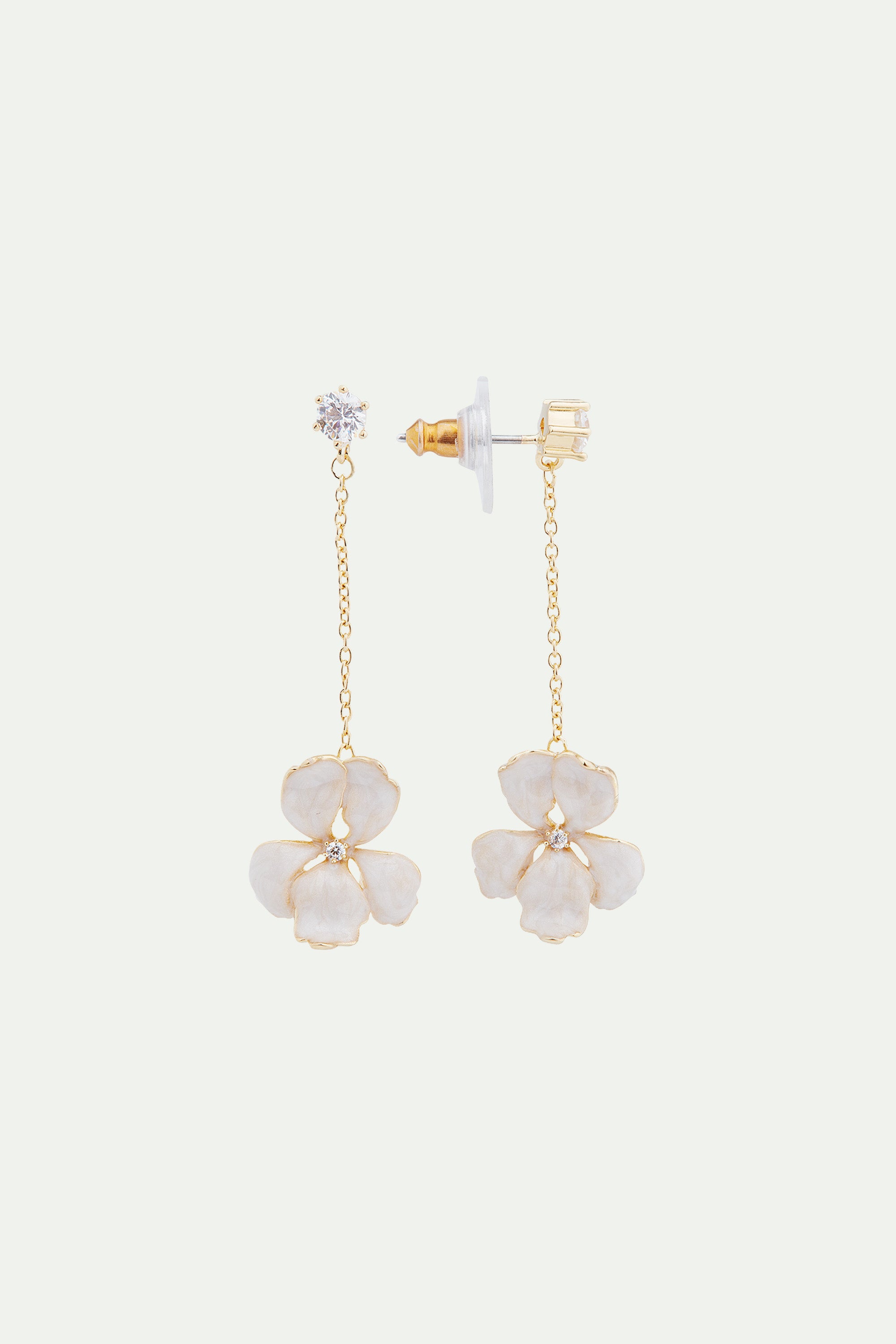 Boucles d'oreilles pendantes iris blanche