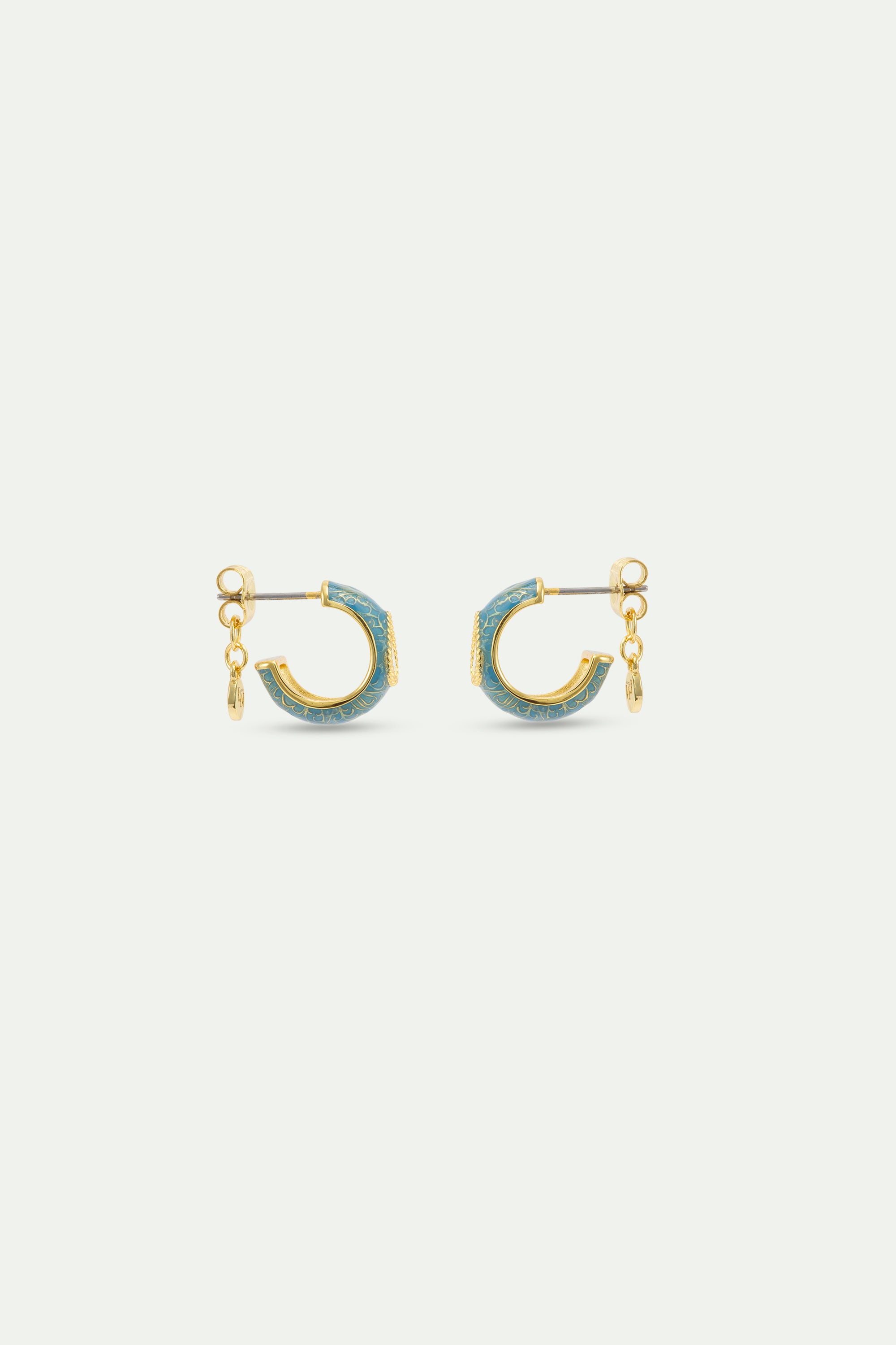 Boucles d'oreilles créoles bleues et et oxyde de zirconium