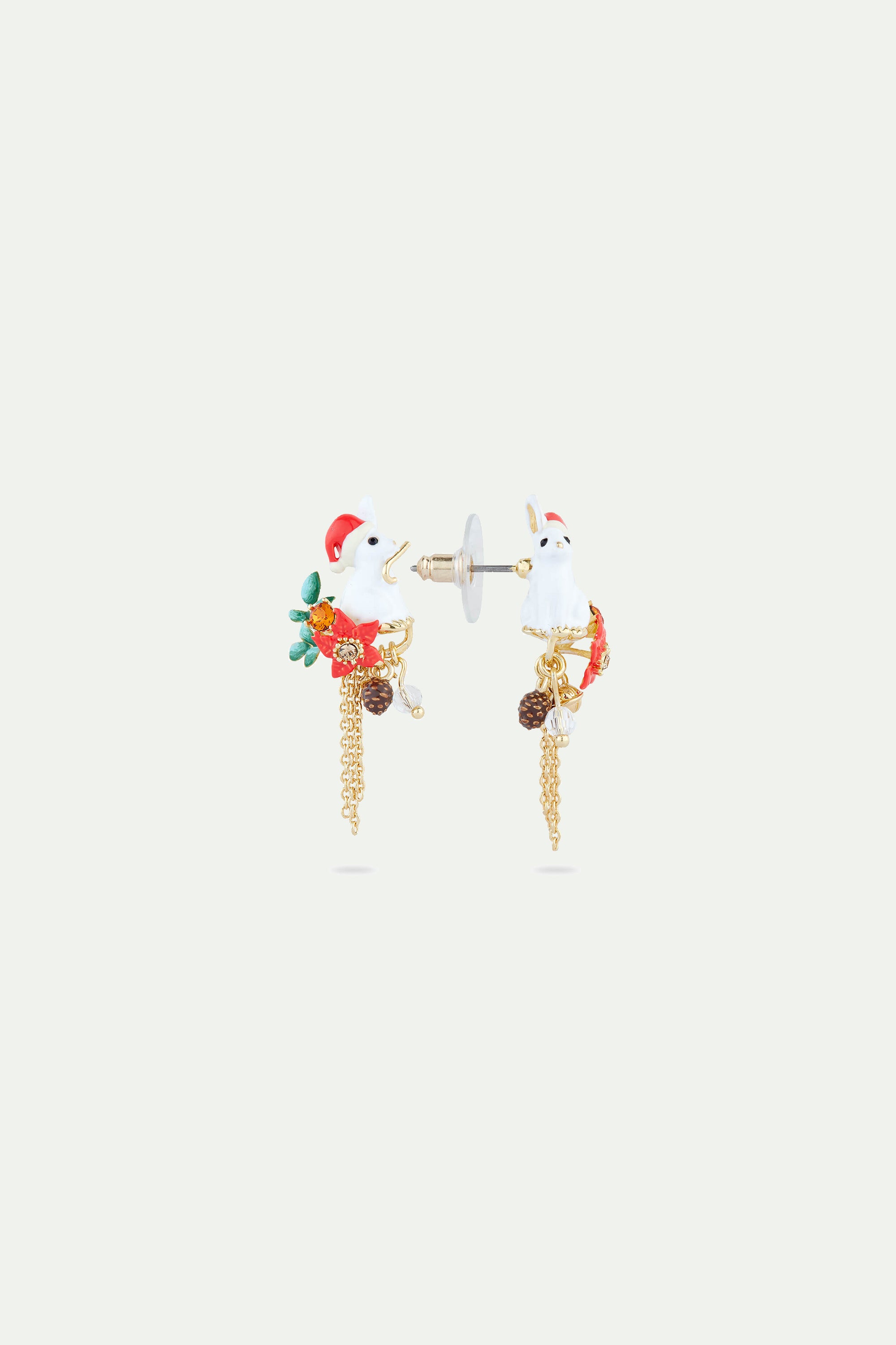 Enchanted Christmas rabbit post earrings - Main Image