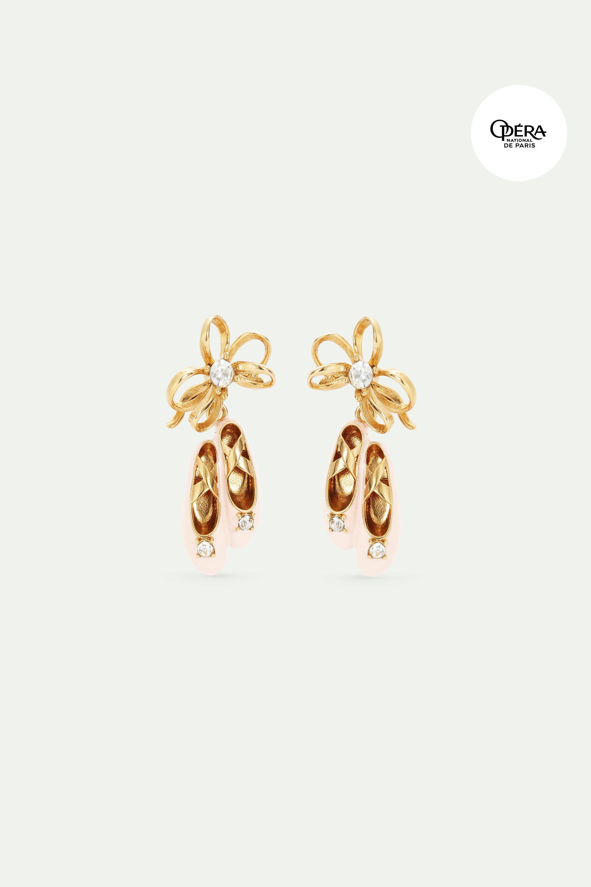 Boucles d'oreilles chausson rose et ruban doré