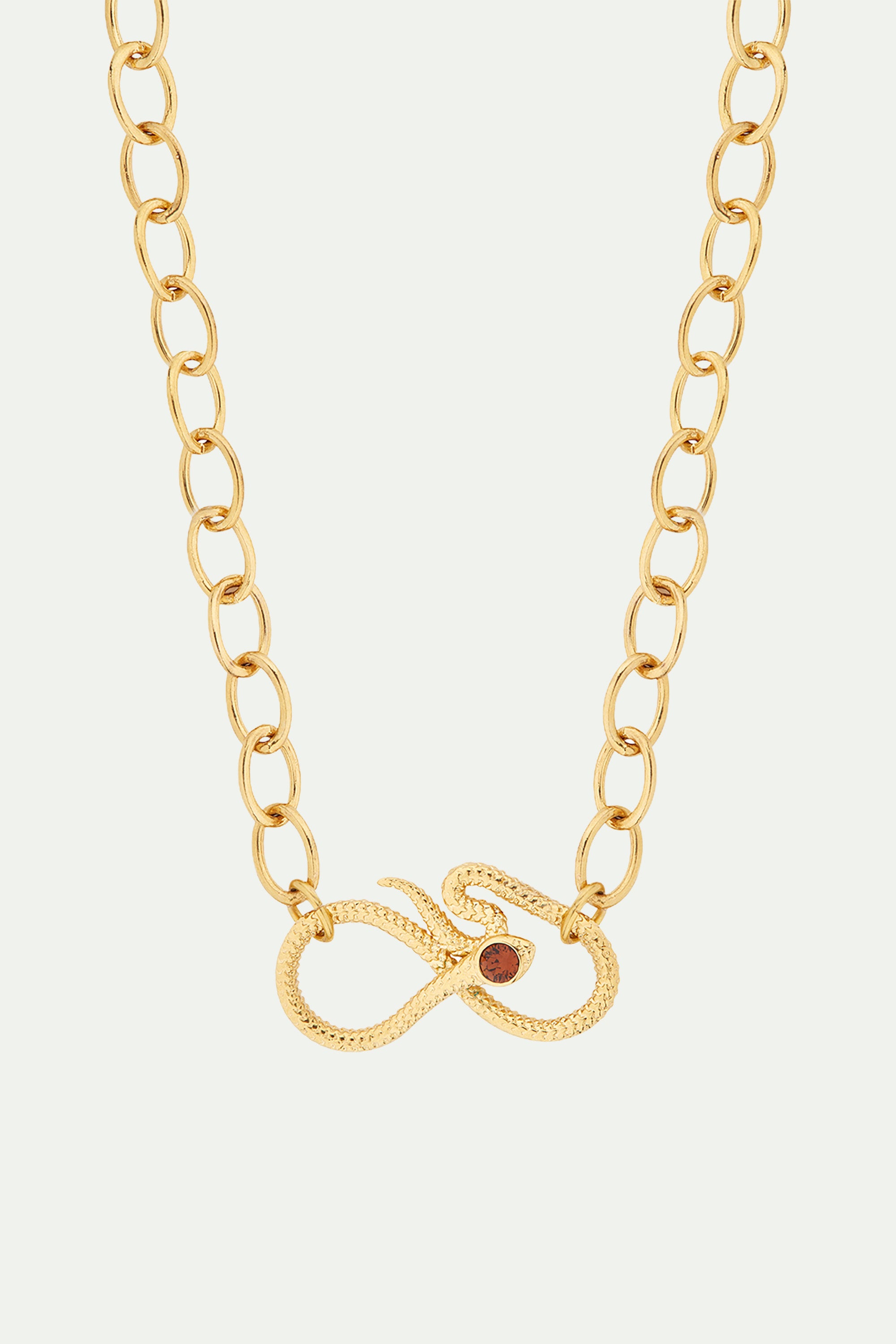 Collier plastron chaîne maille ovale et serpent égyptien