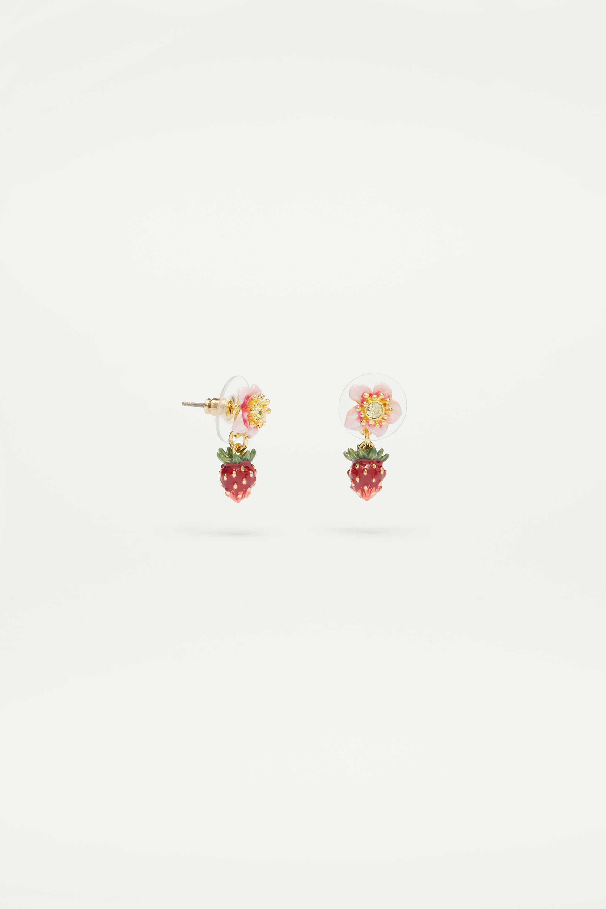 Wild strawberry and rose earrings