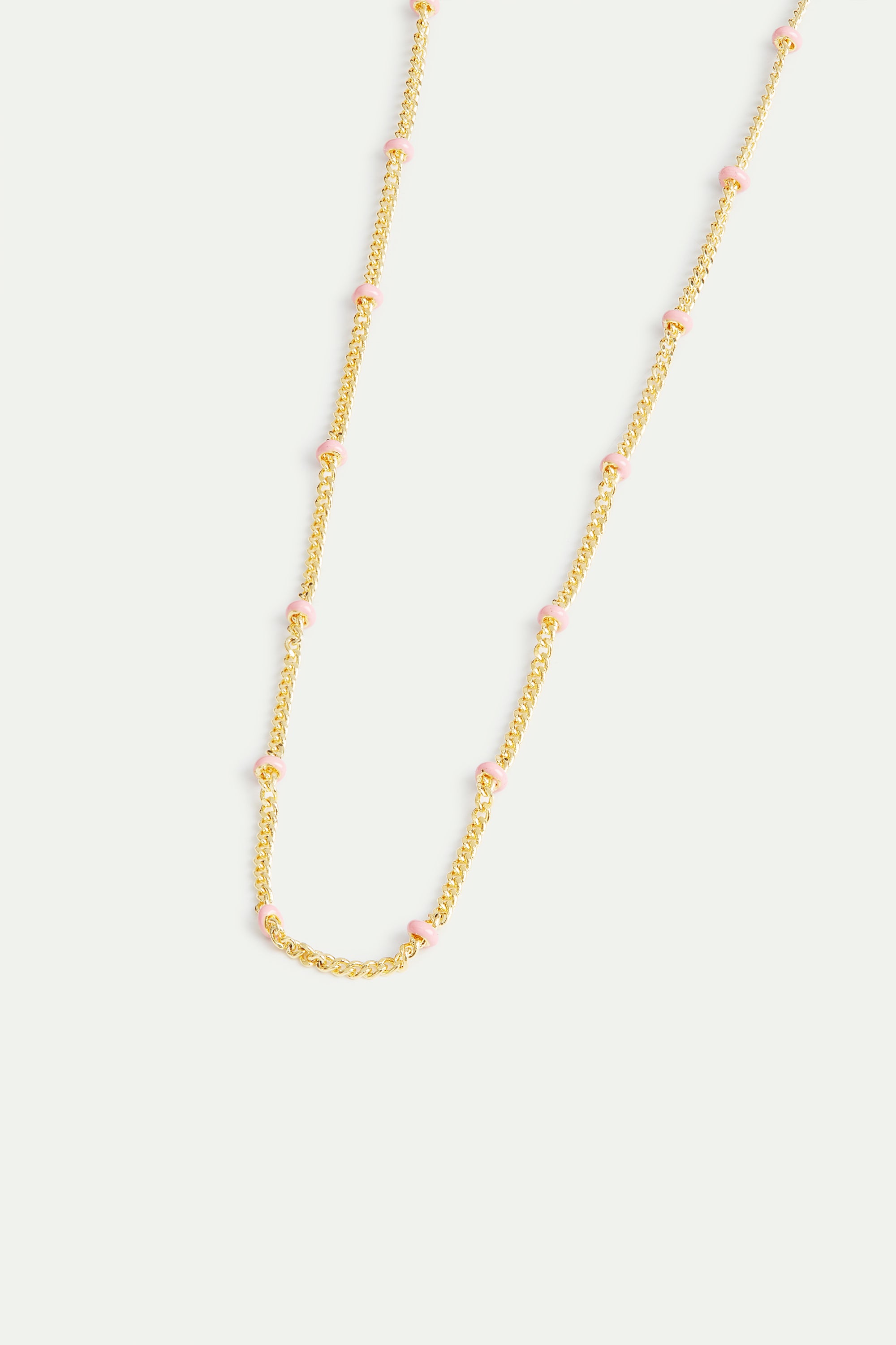 Collier chaine dorée et perles roses