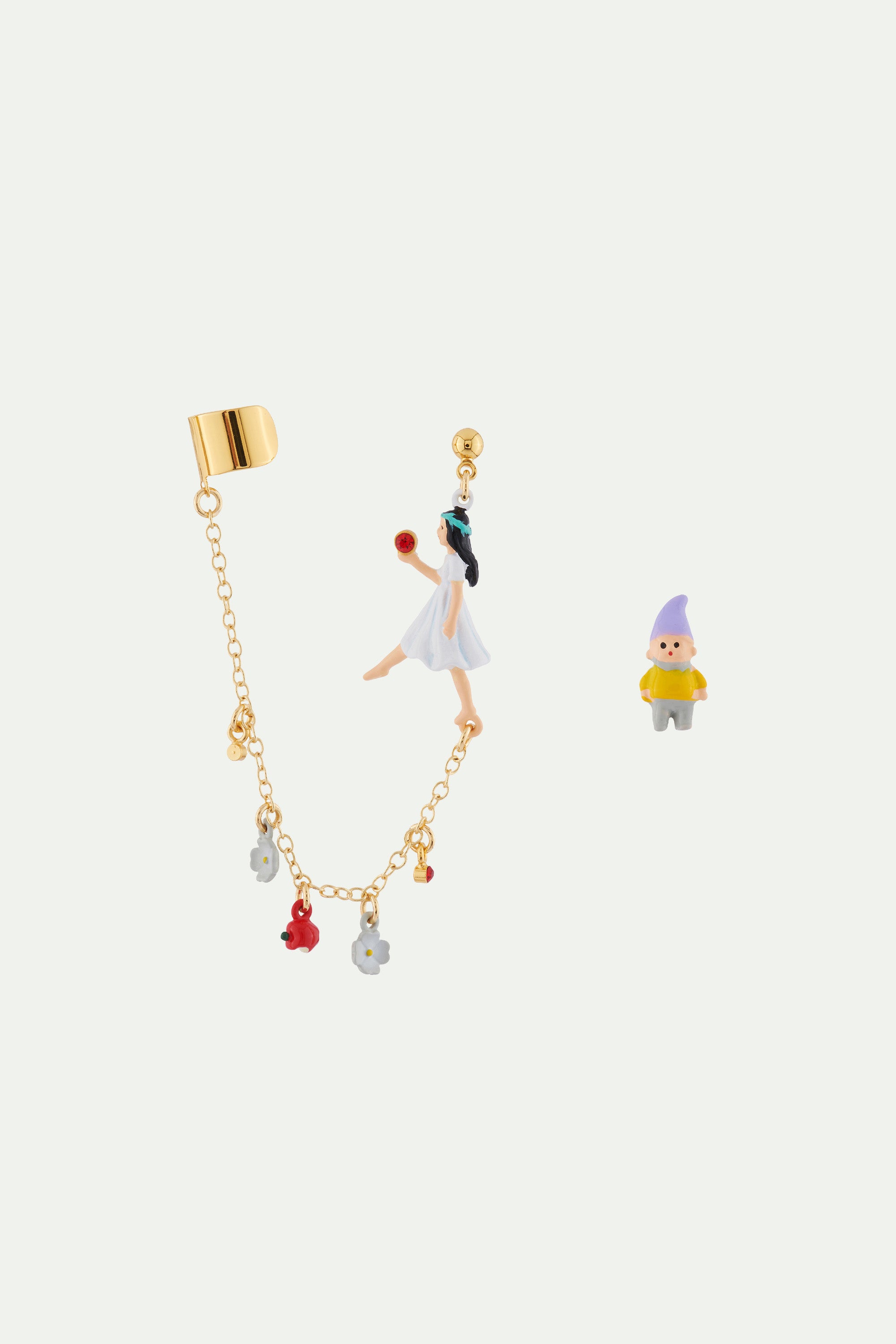 Bijoux d'oreilles asymétriques blanche neige et nain