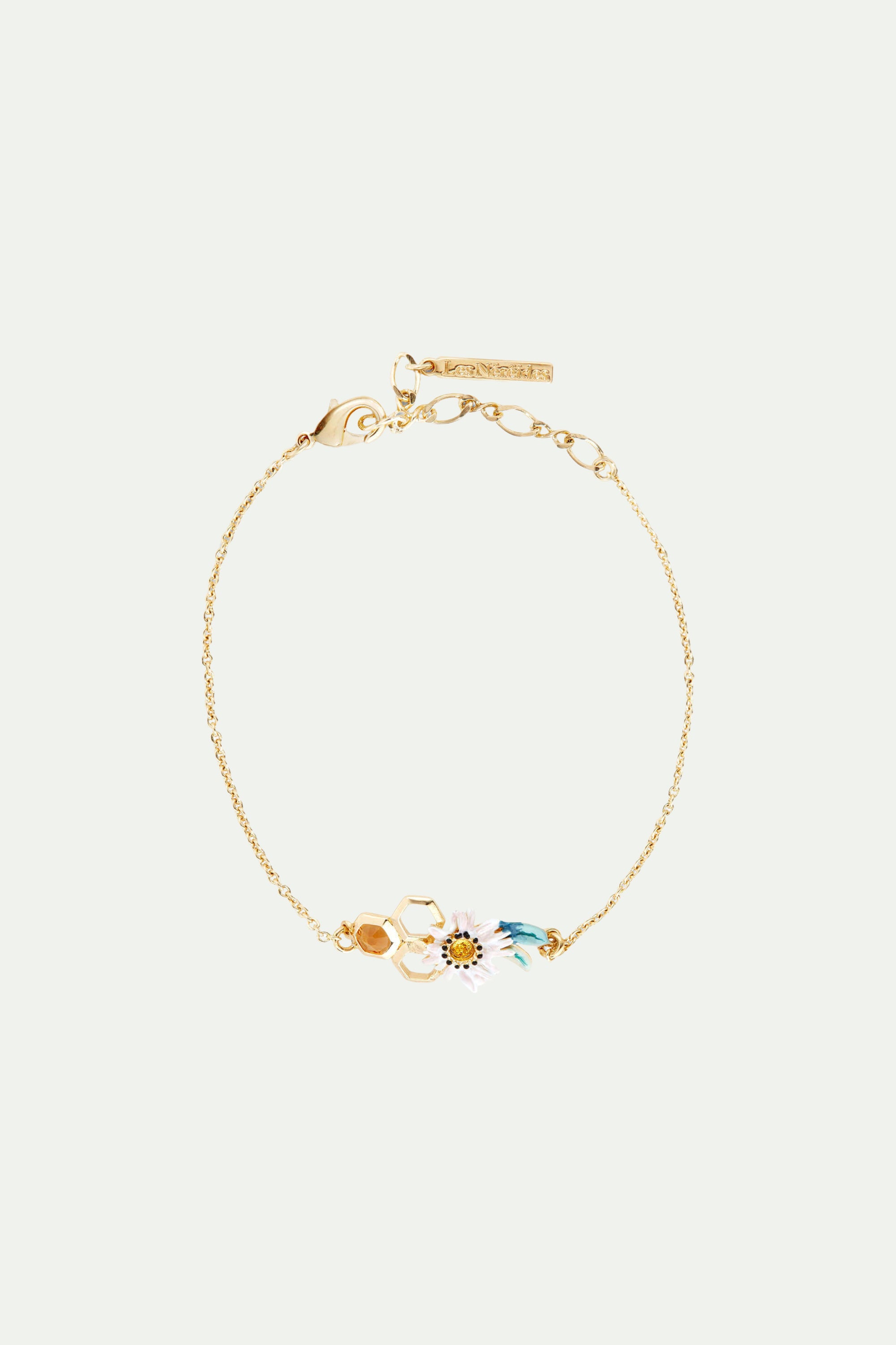 Bracelet fin marguerite et alvéoles de miel