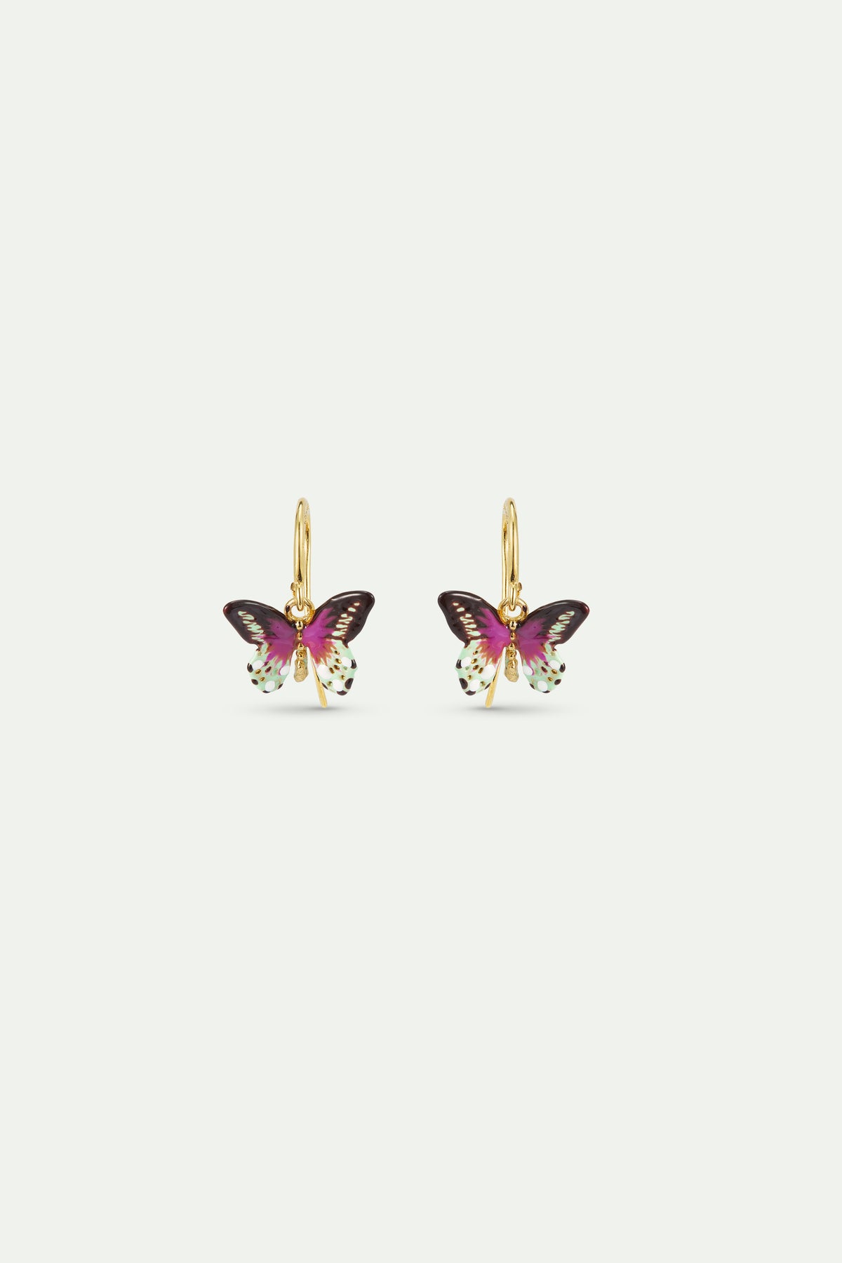 Boucles d'oreilles hook Papillon vert et violet
