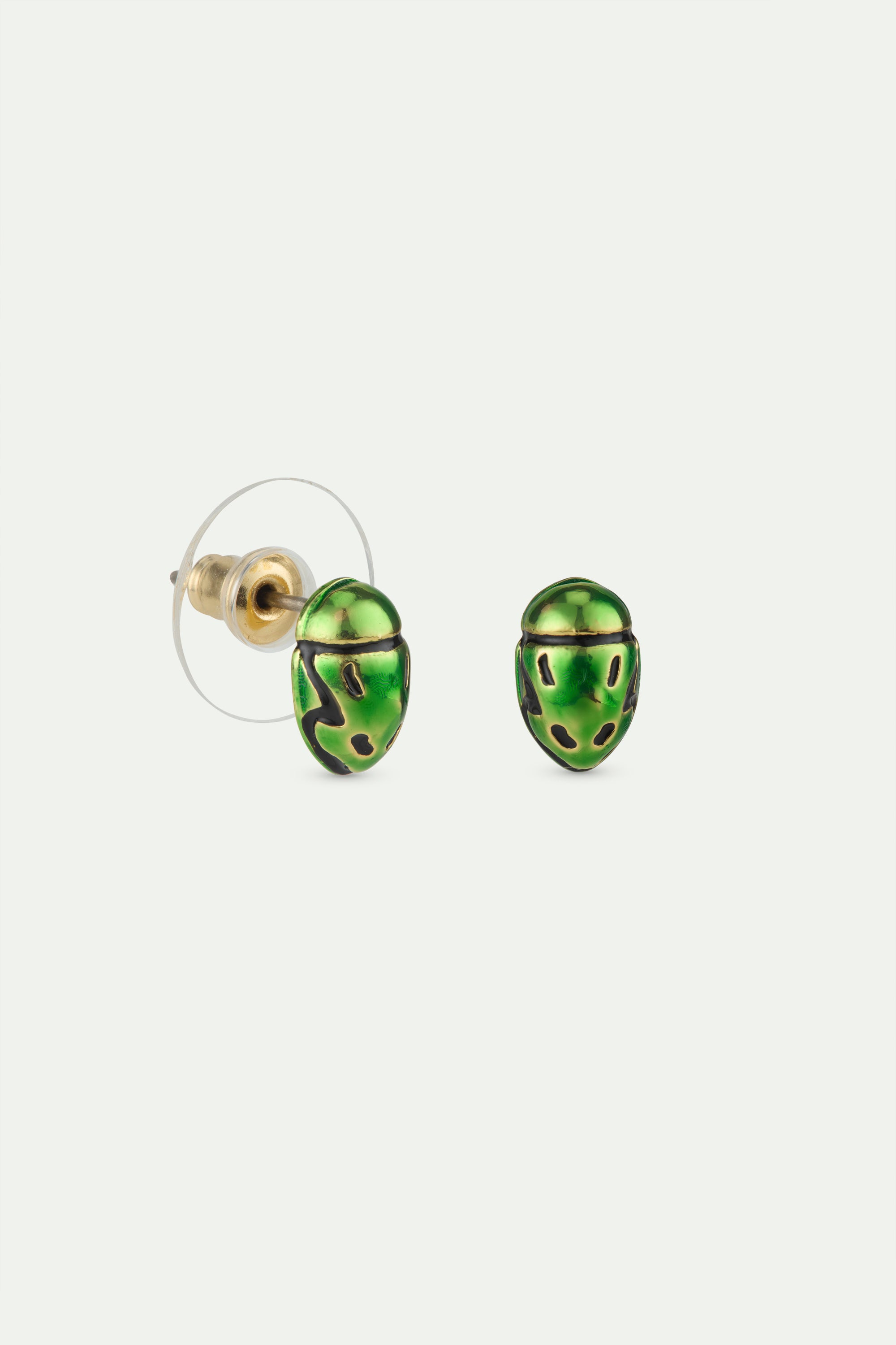 Boucles d'oreilles tiges cétoine verte