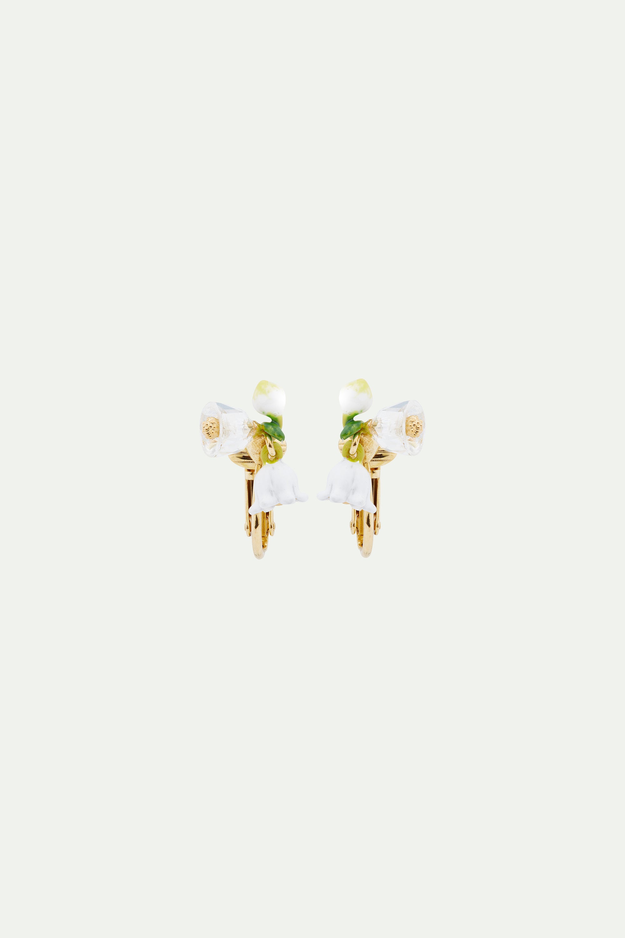 Lily of the valley sprig clip-on earrings