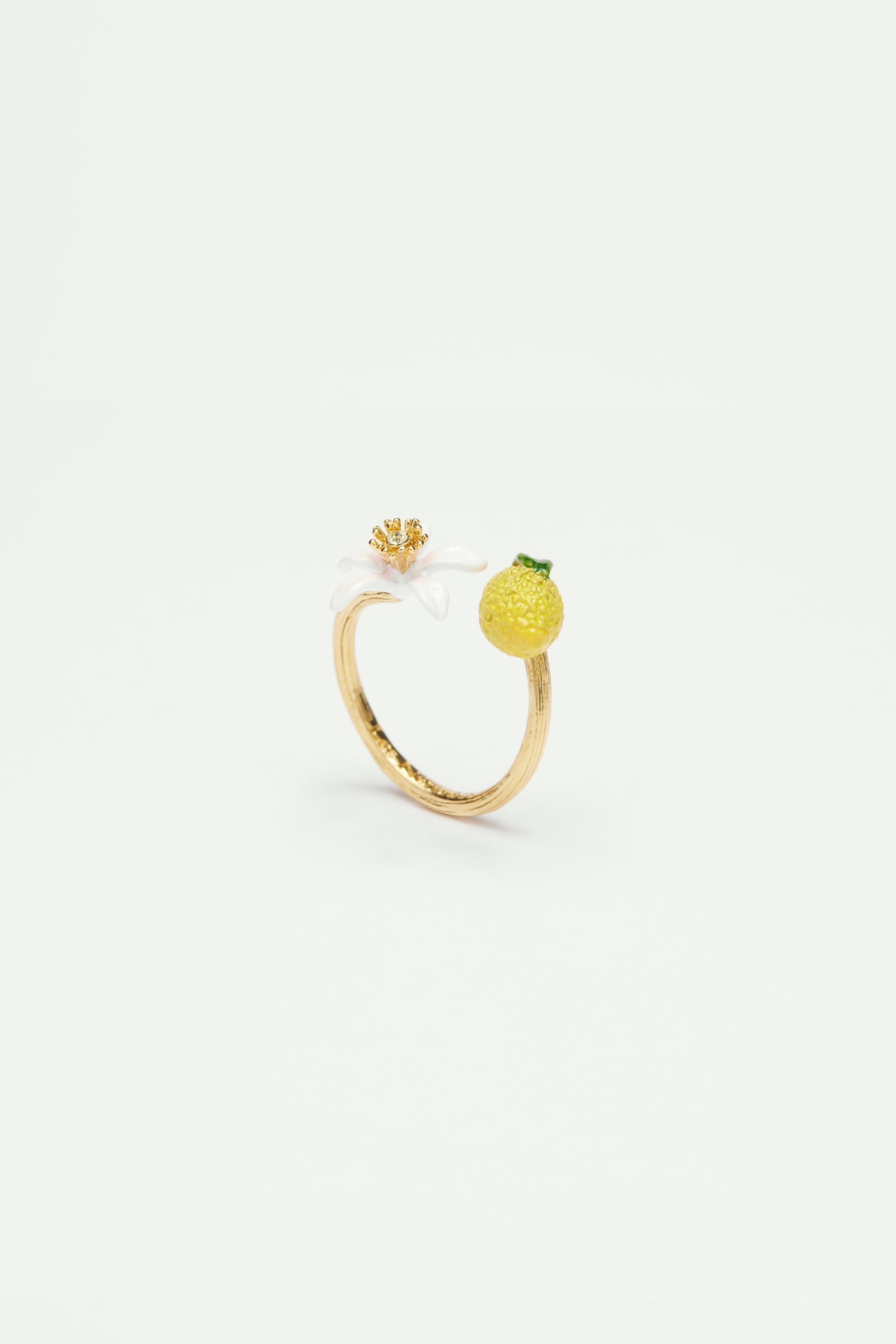 Bague ajustable citron et fleur de citronnier