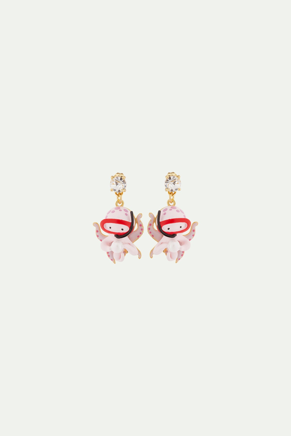Boucles d'oreilles pieuvre, perle et pierre taillée