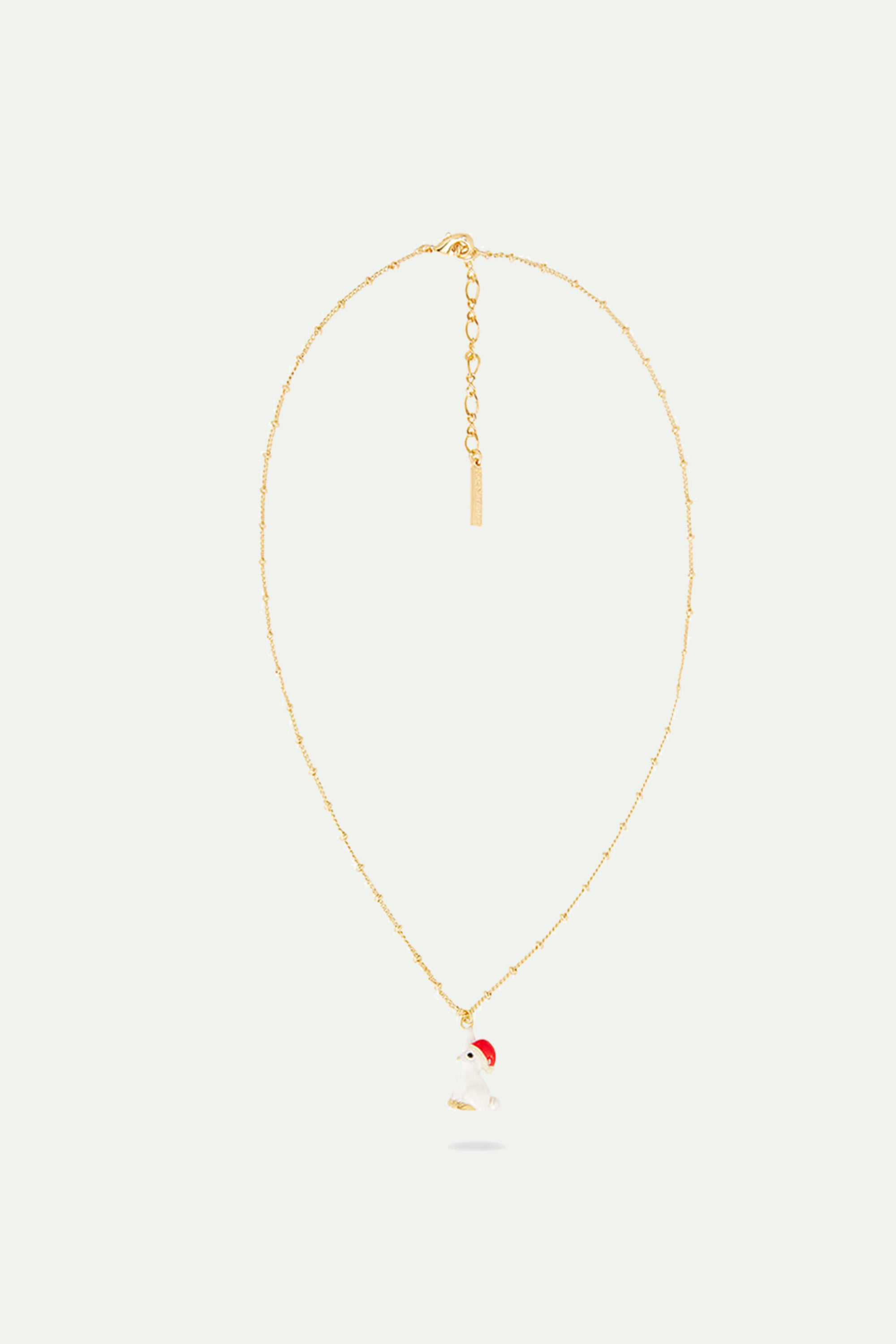 Rabbit and santa hat pendant necklace