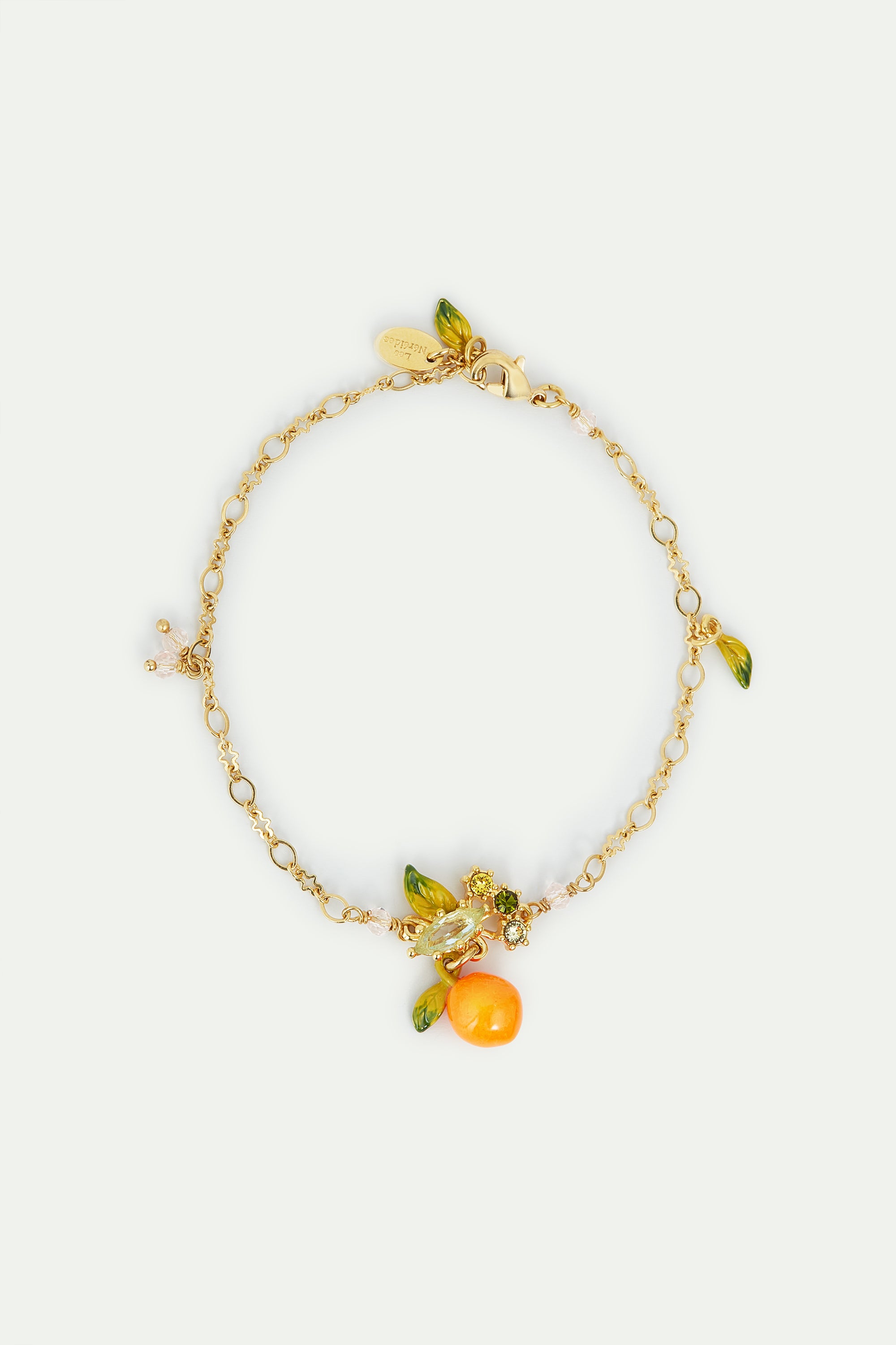 Bracelet fin orange et petites feuilles