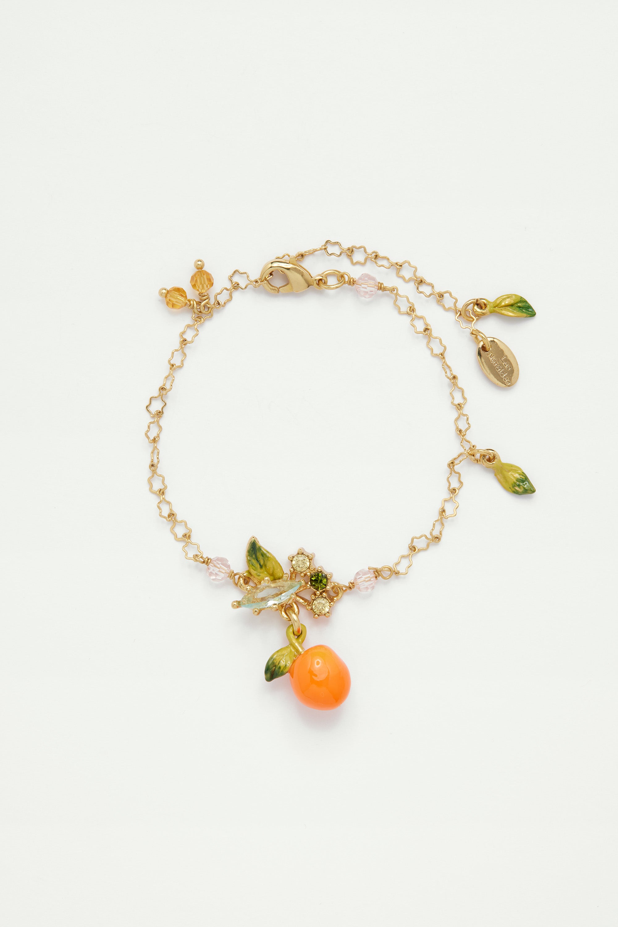 Bracelet fin orange et petites feuilles