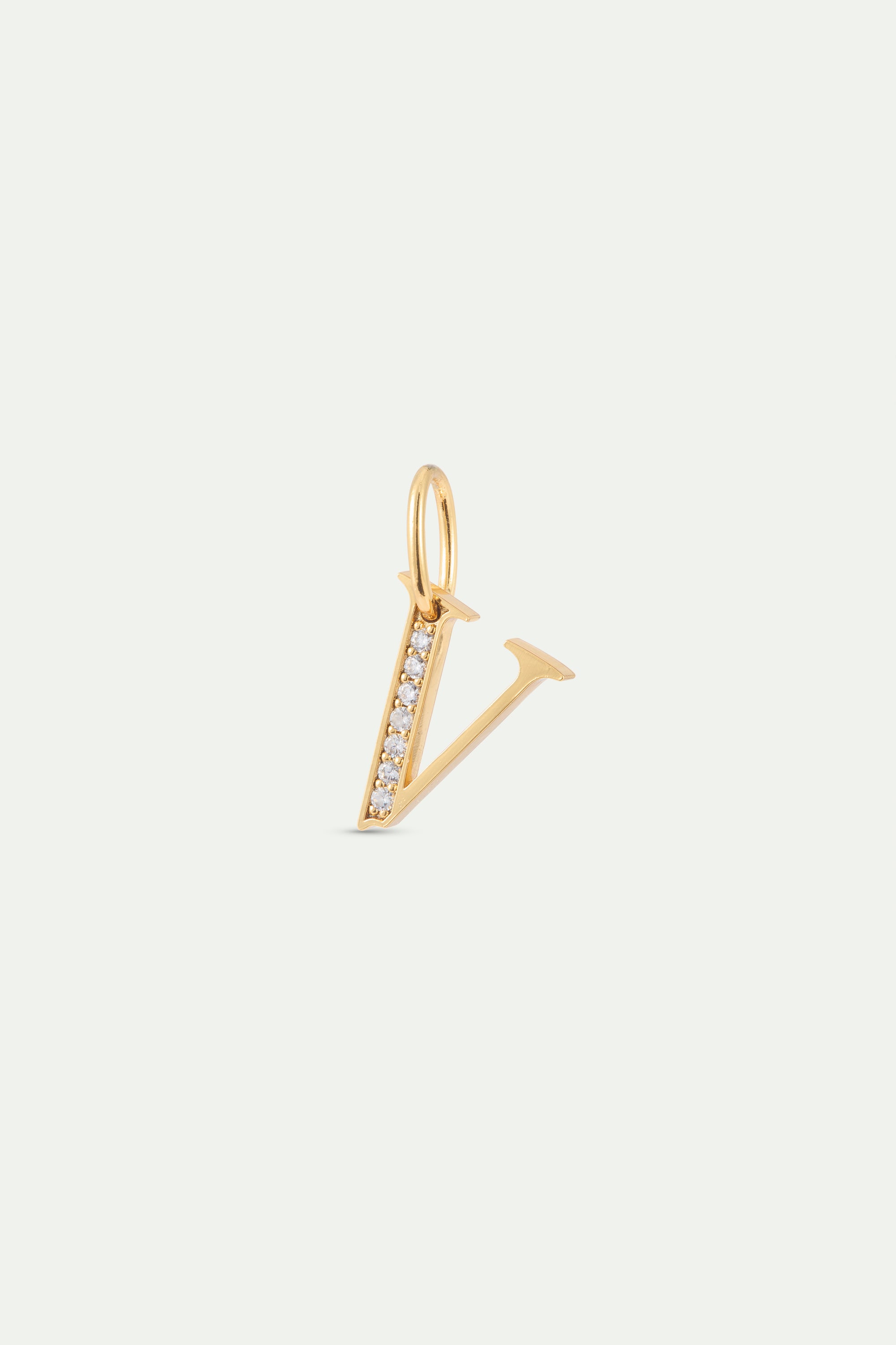 Pendentif lettre V dorée et cristaux