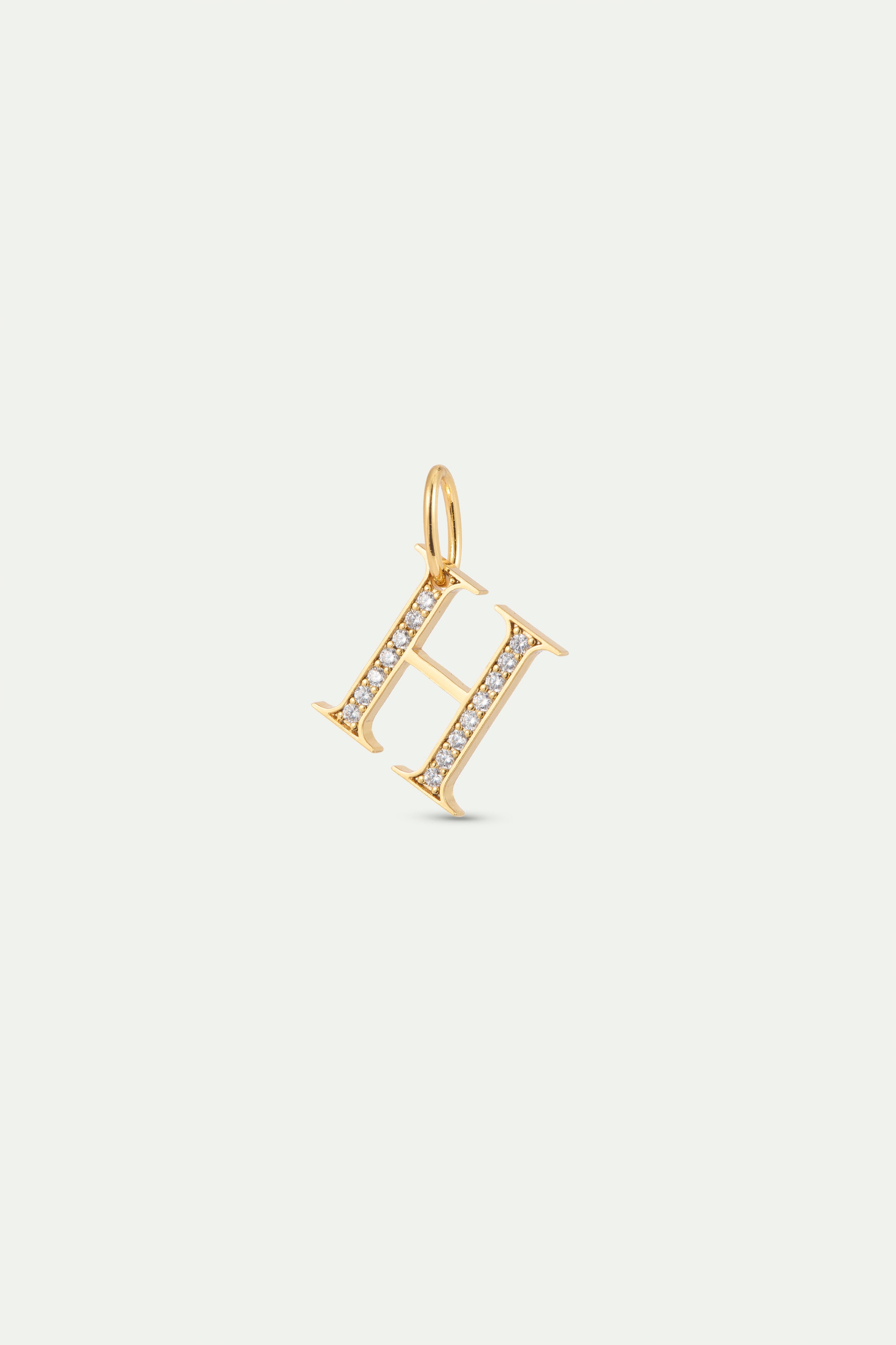 Pendentif lettre H dorée et cristaux