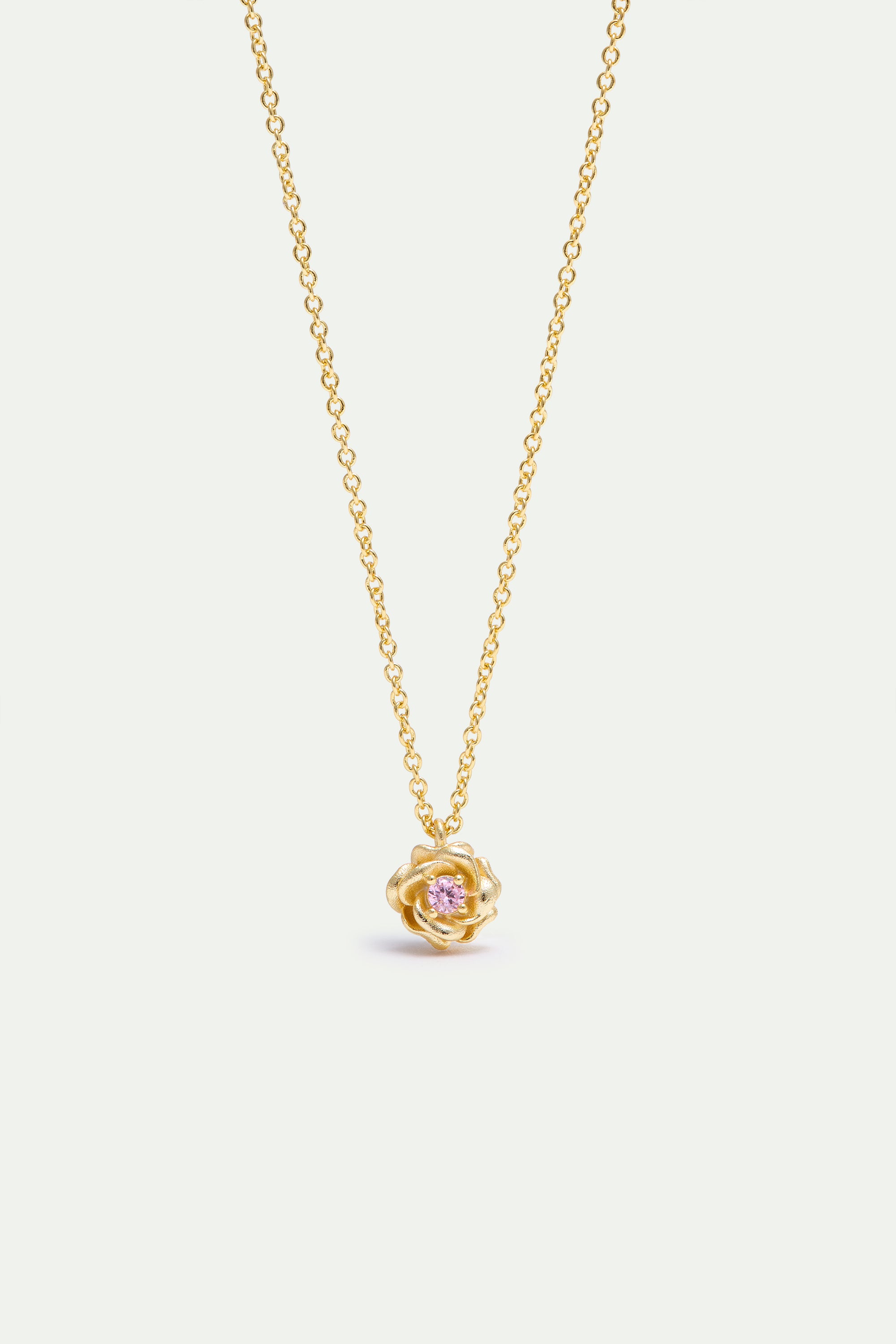 Collier pendentif rose dorée Mona Lisa et cristal rose