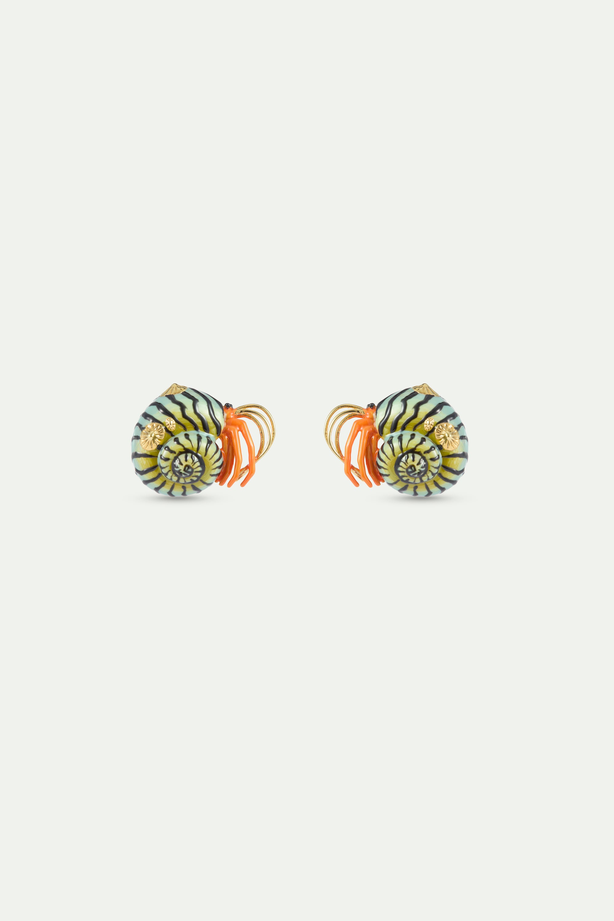 Boucles d'oreilles bernard l'hermite vert et orange