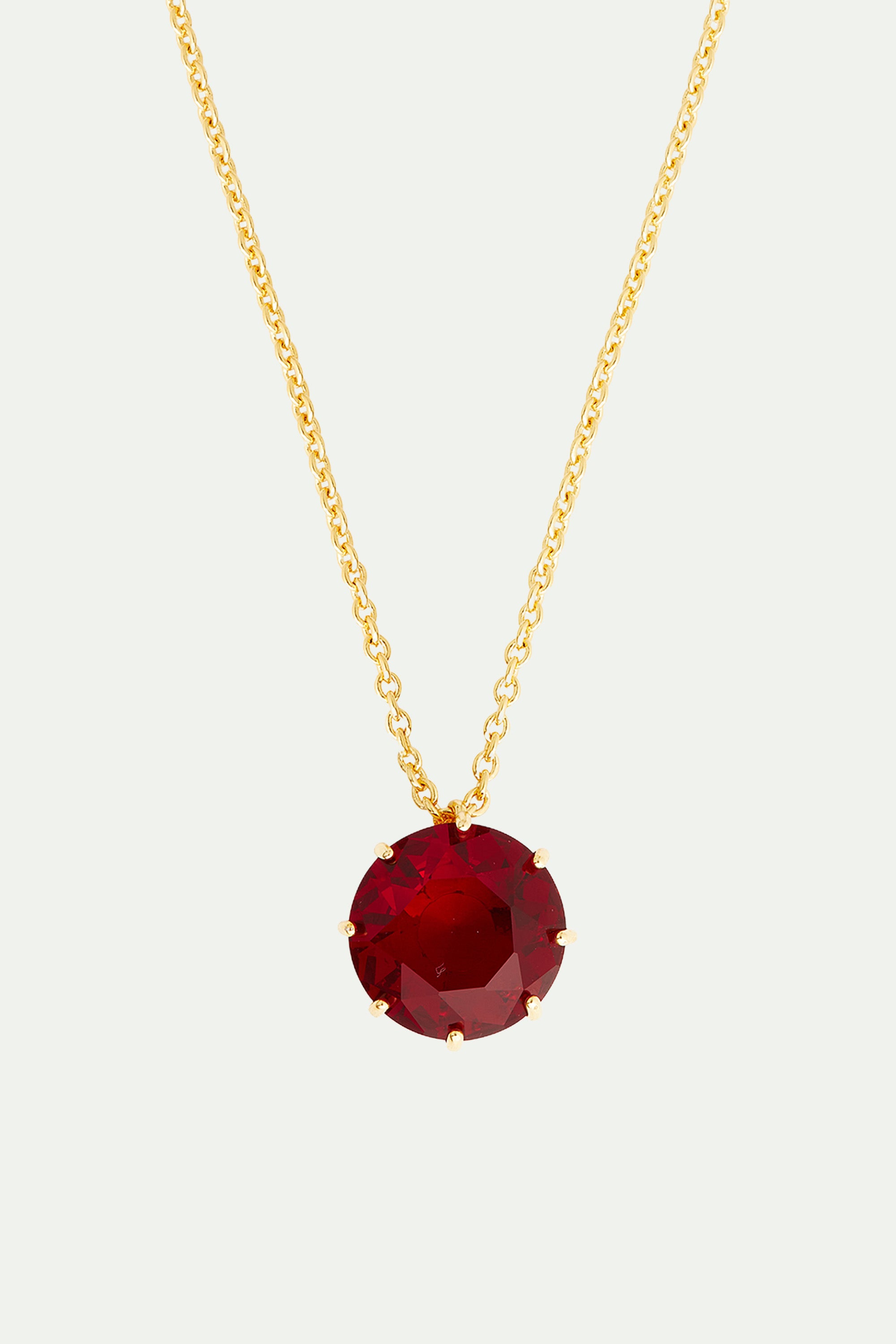 Garnet red diamantine Round stone long necklace1