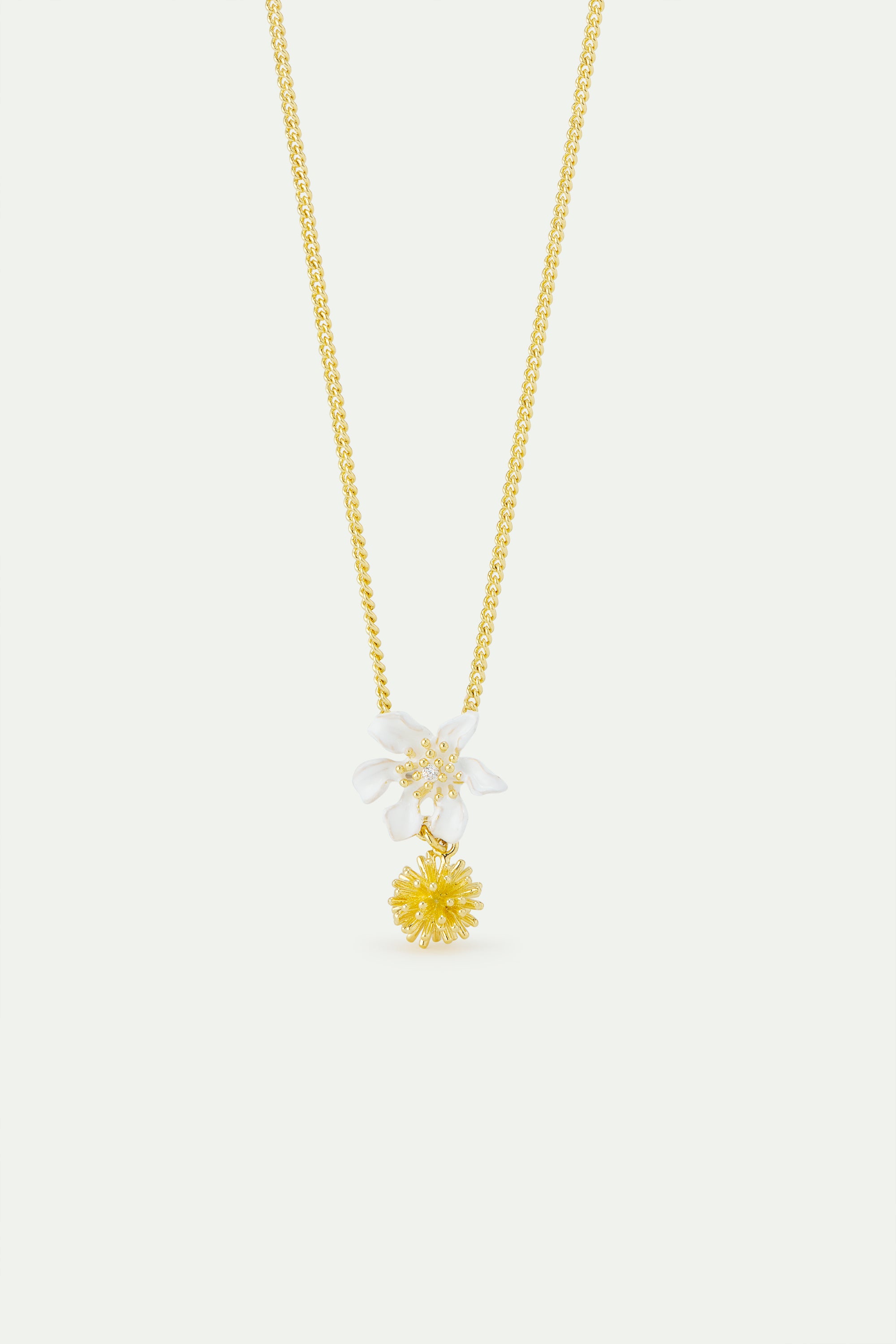 Large white clematis and Japanese kerria necklace