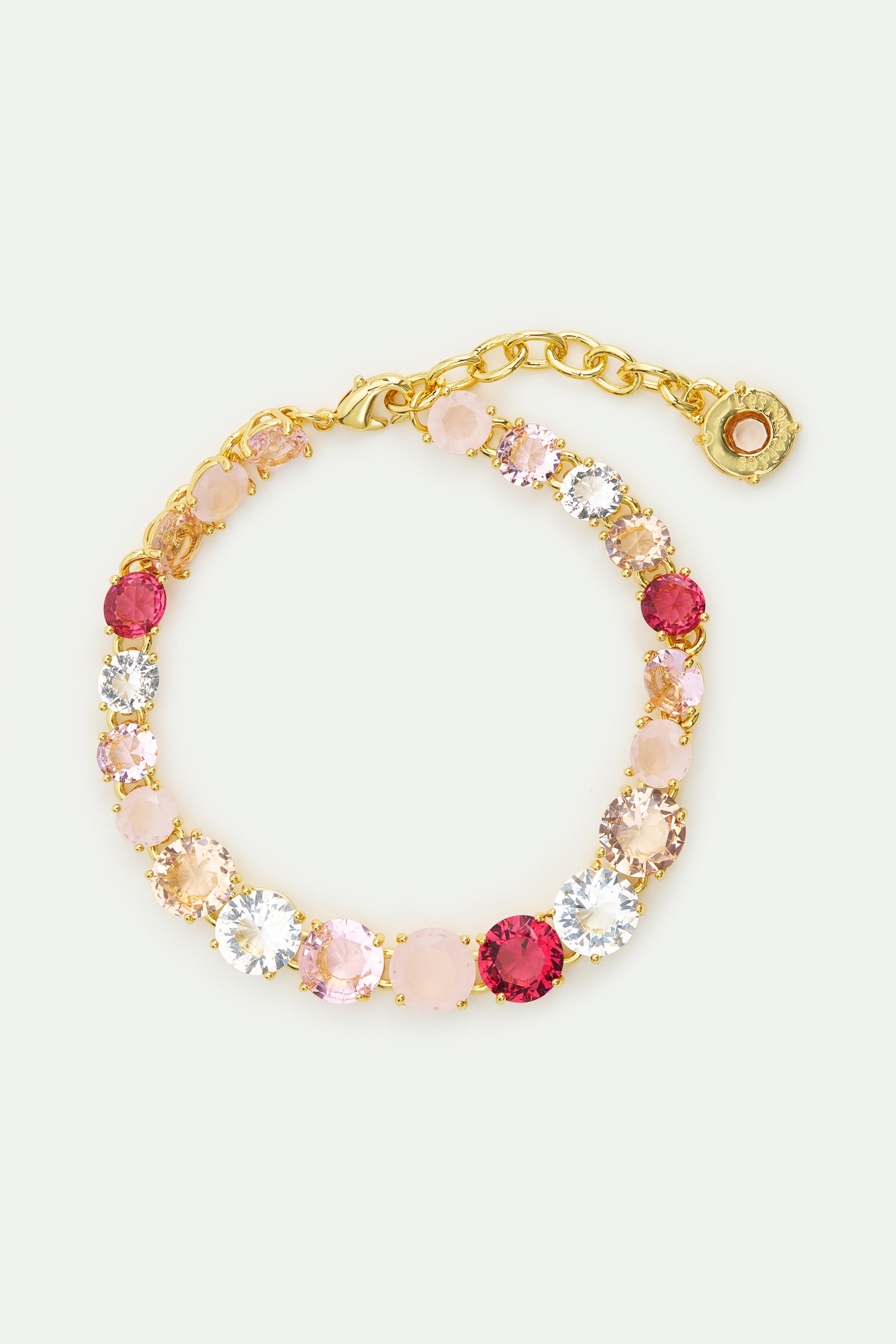 Gradient Pink Diamantine fine bracelet with row of stones