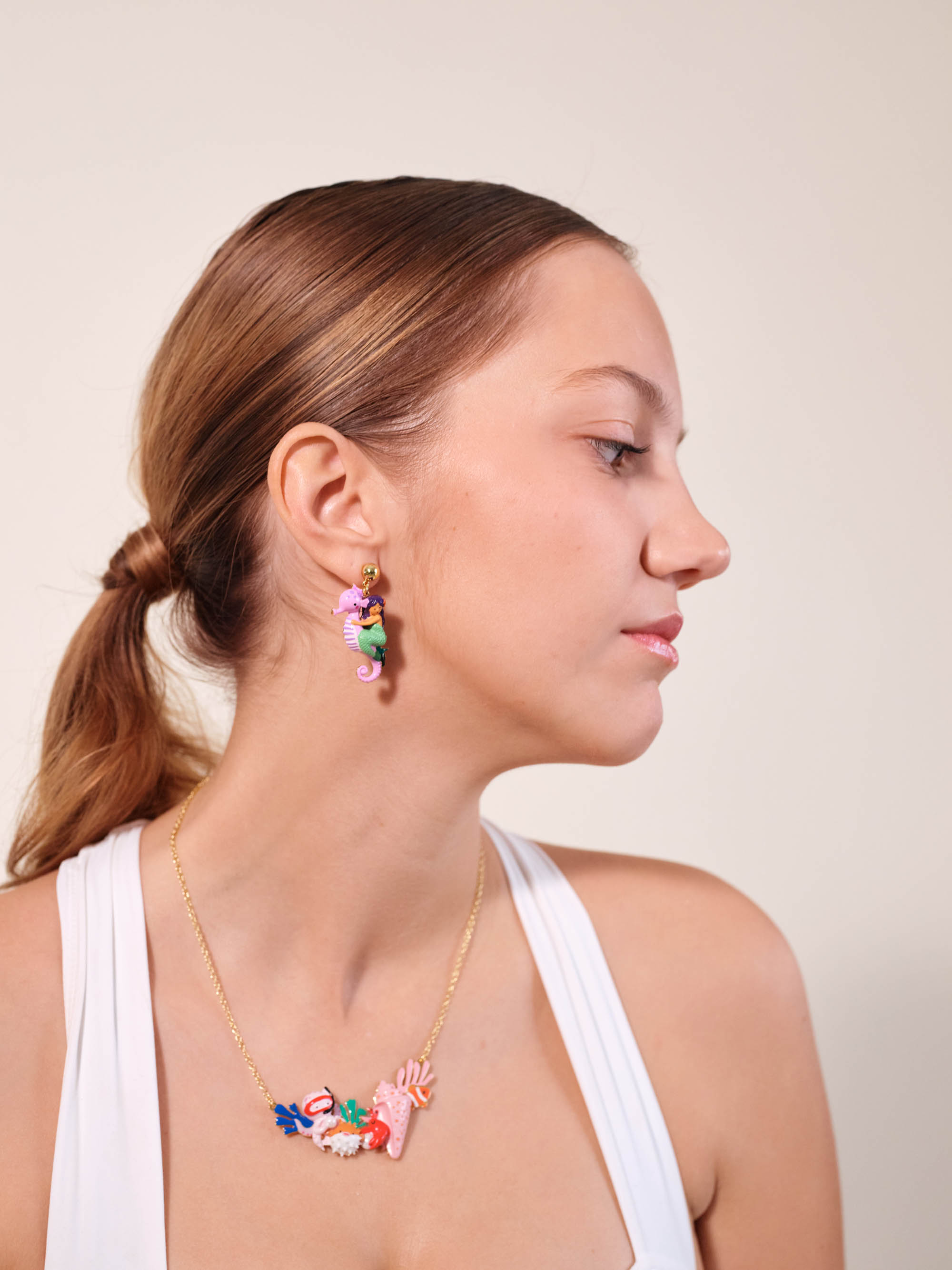 Pendientes sirena y caballito de mar