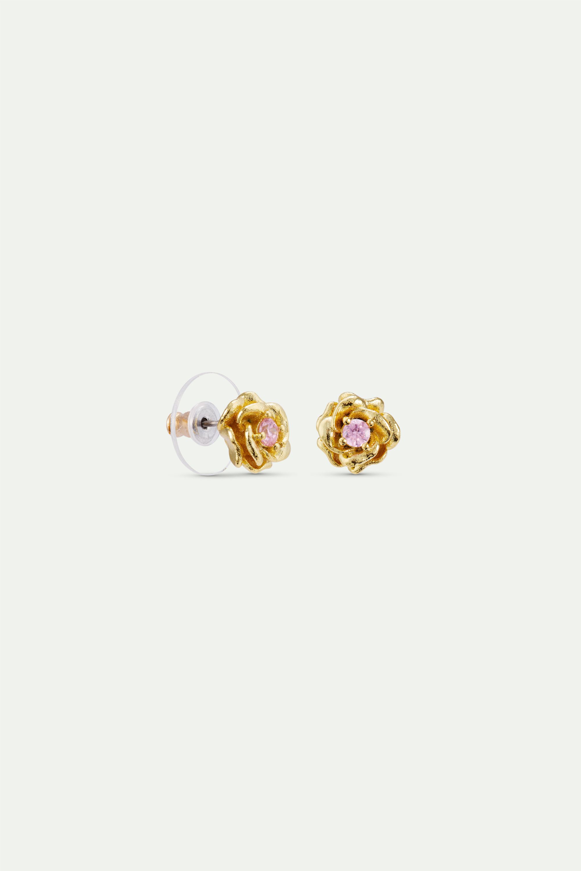Boucles d'oreilles rose dorée Mona Lisa et cristal rose