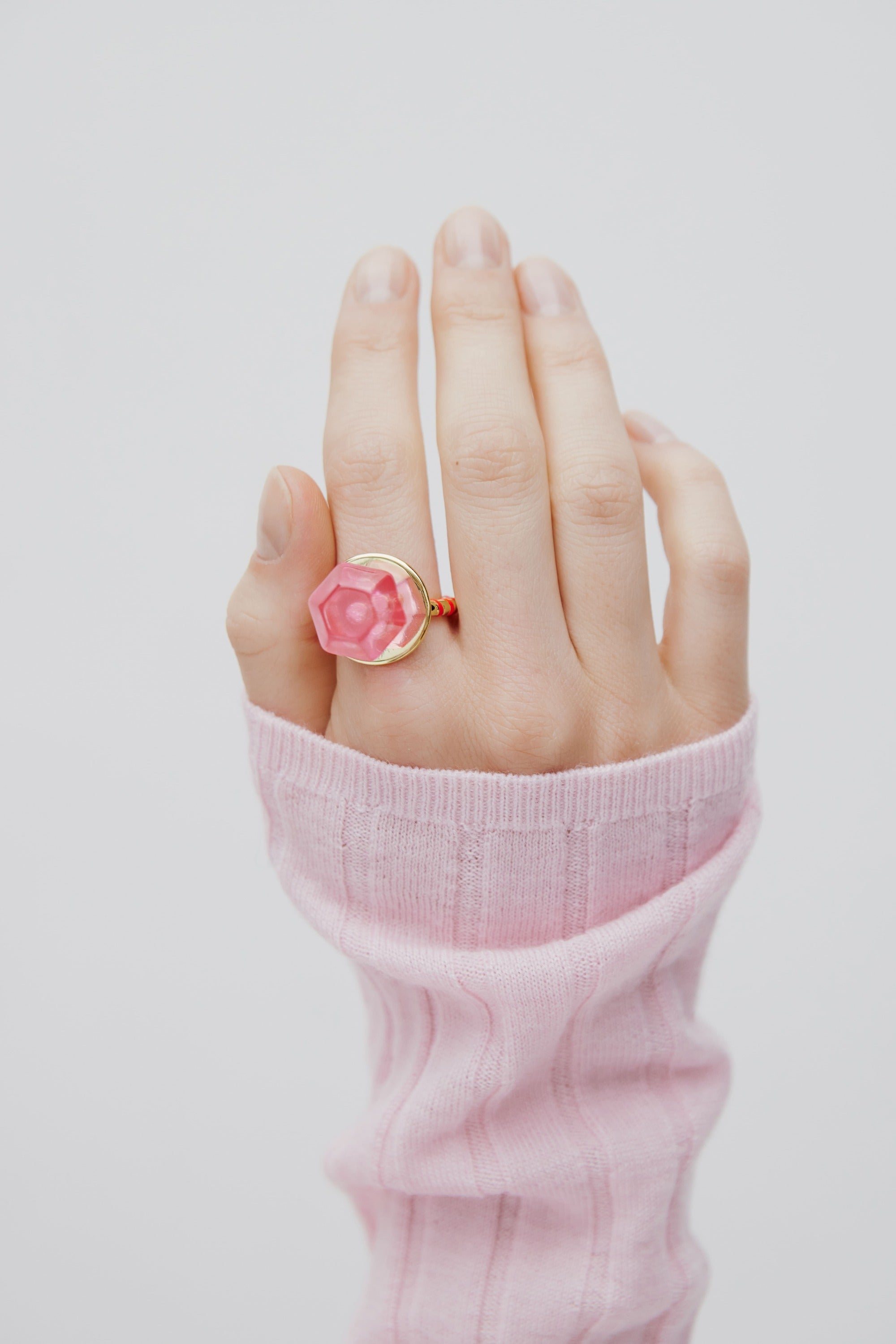 Bague ajustable sucette rose