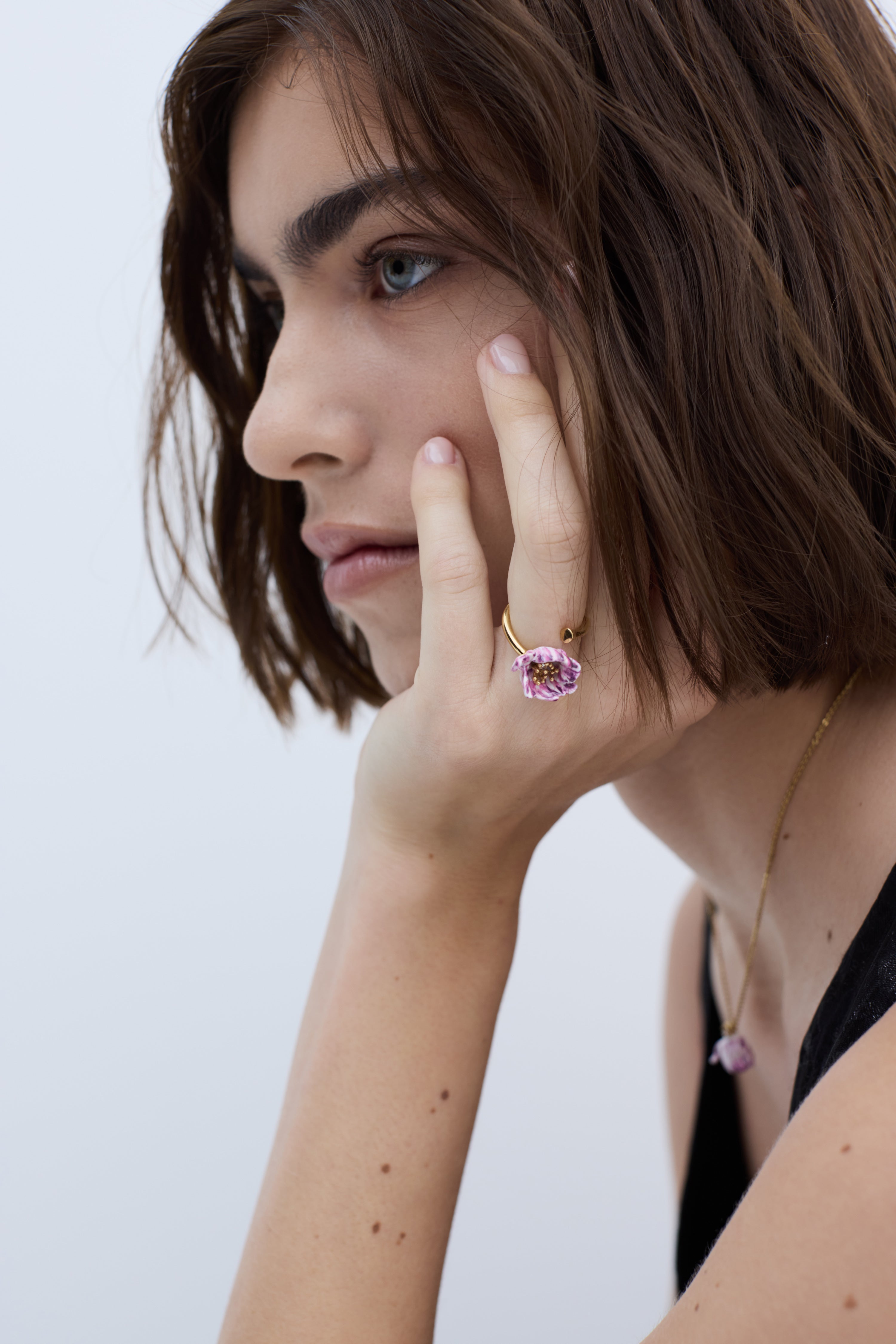 Bague ajustable tulipe violette