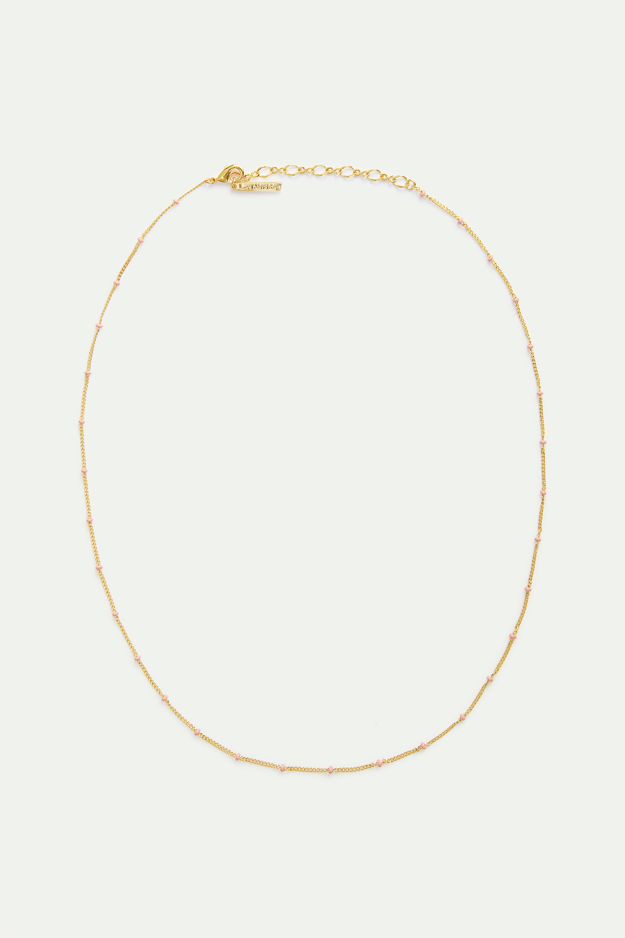 Collier chaine dorée et perles roses