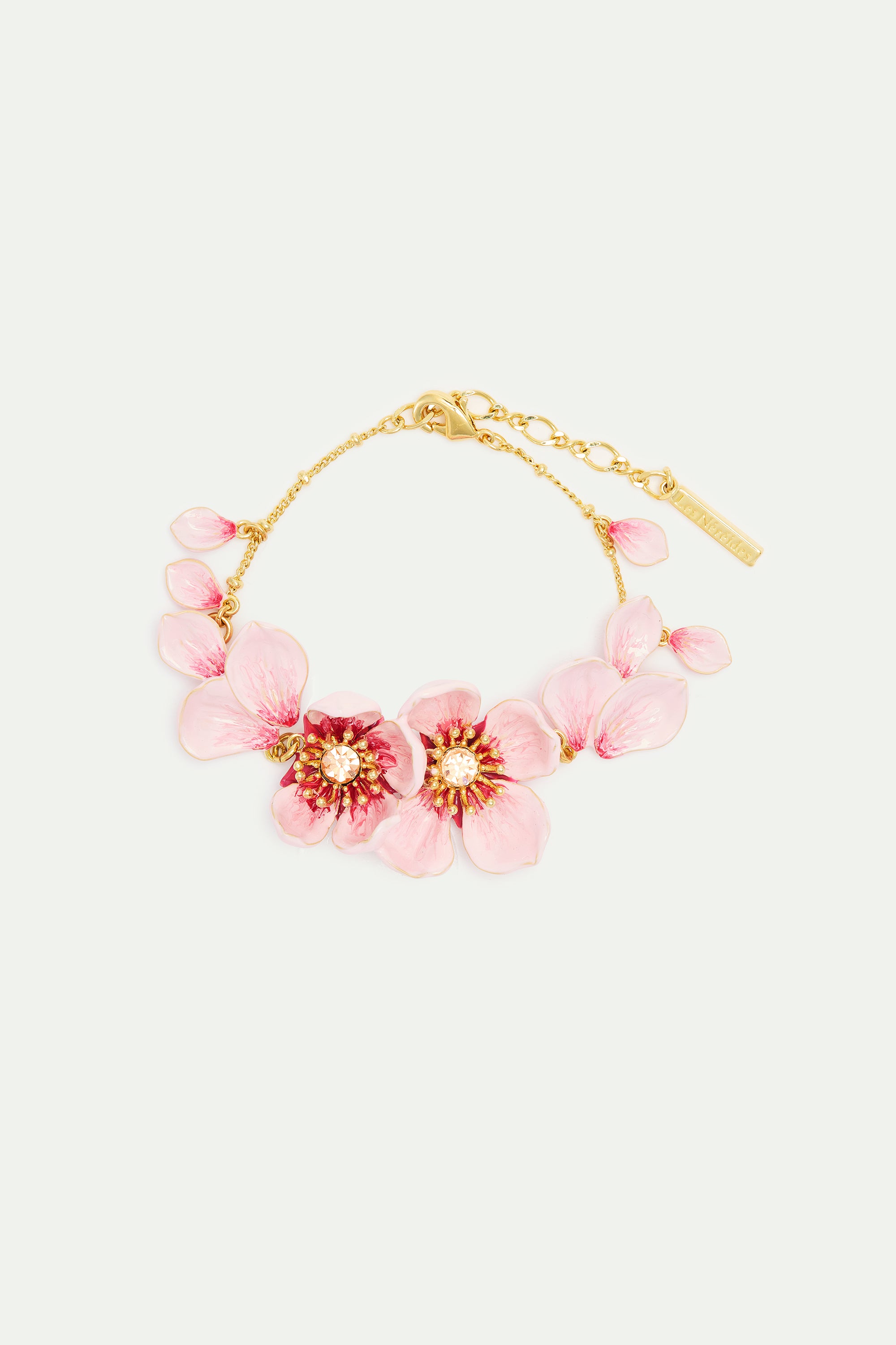 Bracelet fleurs de cerisier rose