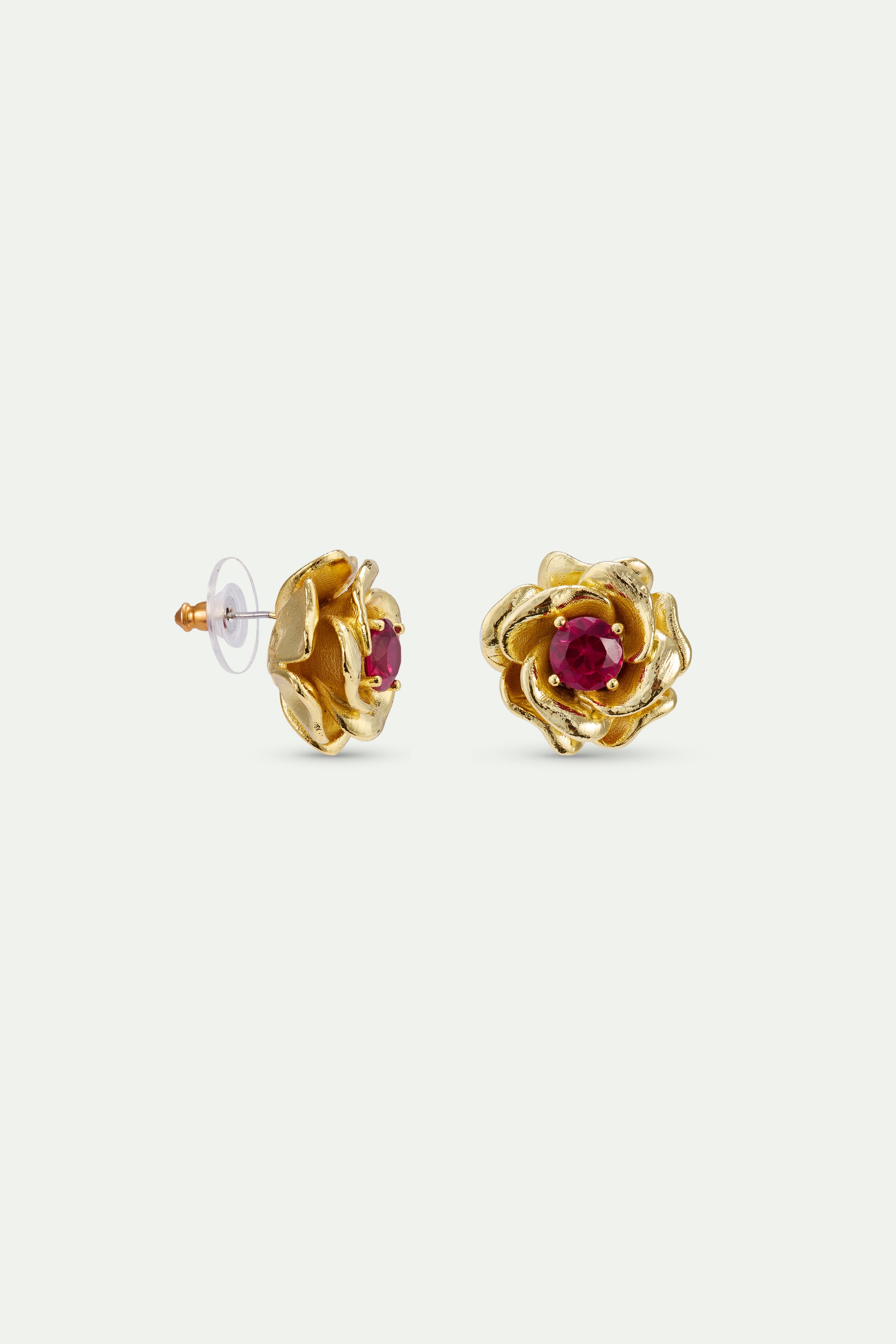 Boucles d'oreilles rose dorée Mona Lisa et pierre rose