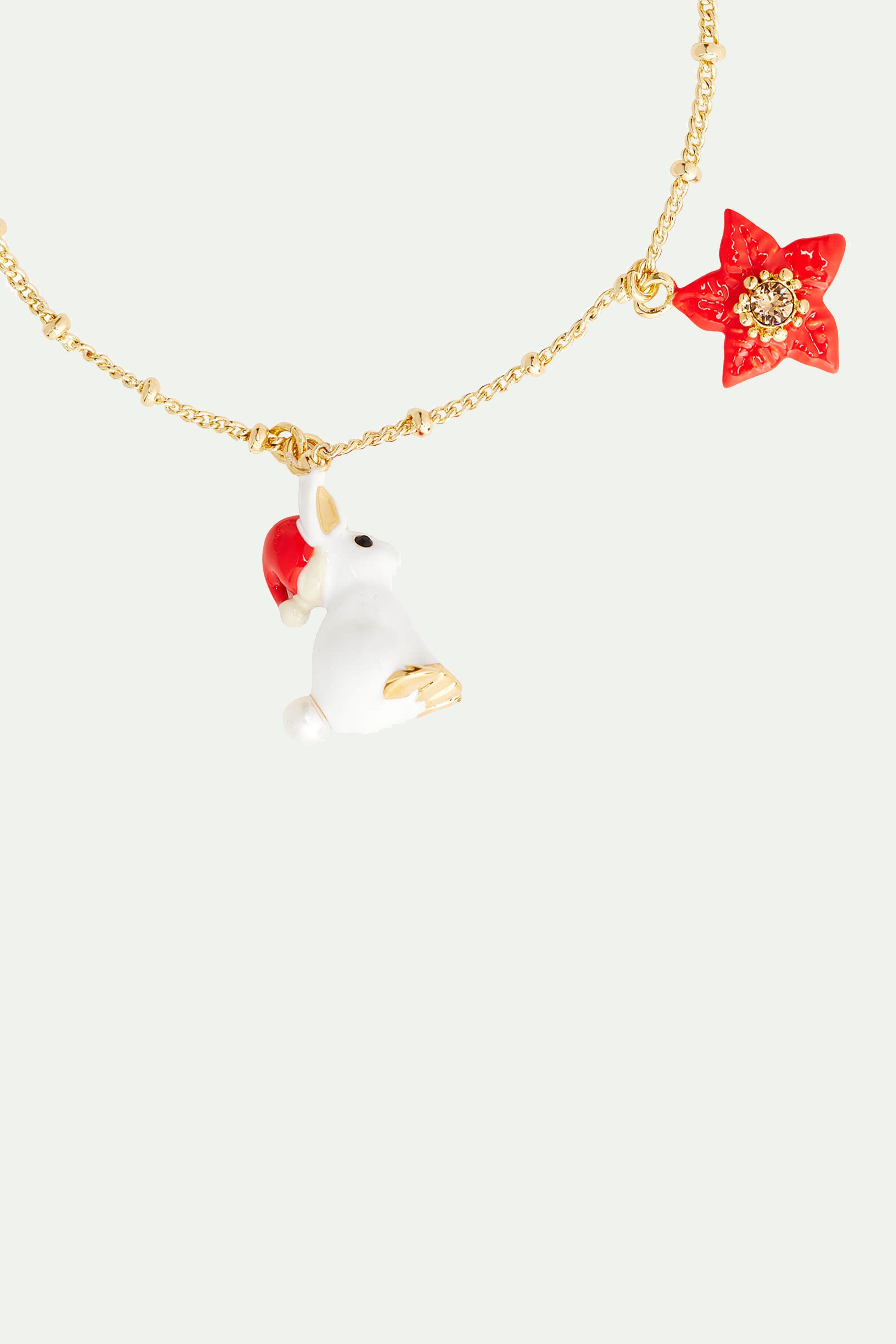 Bracelet fin Lapin blanc et Poinsettia