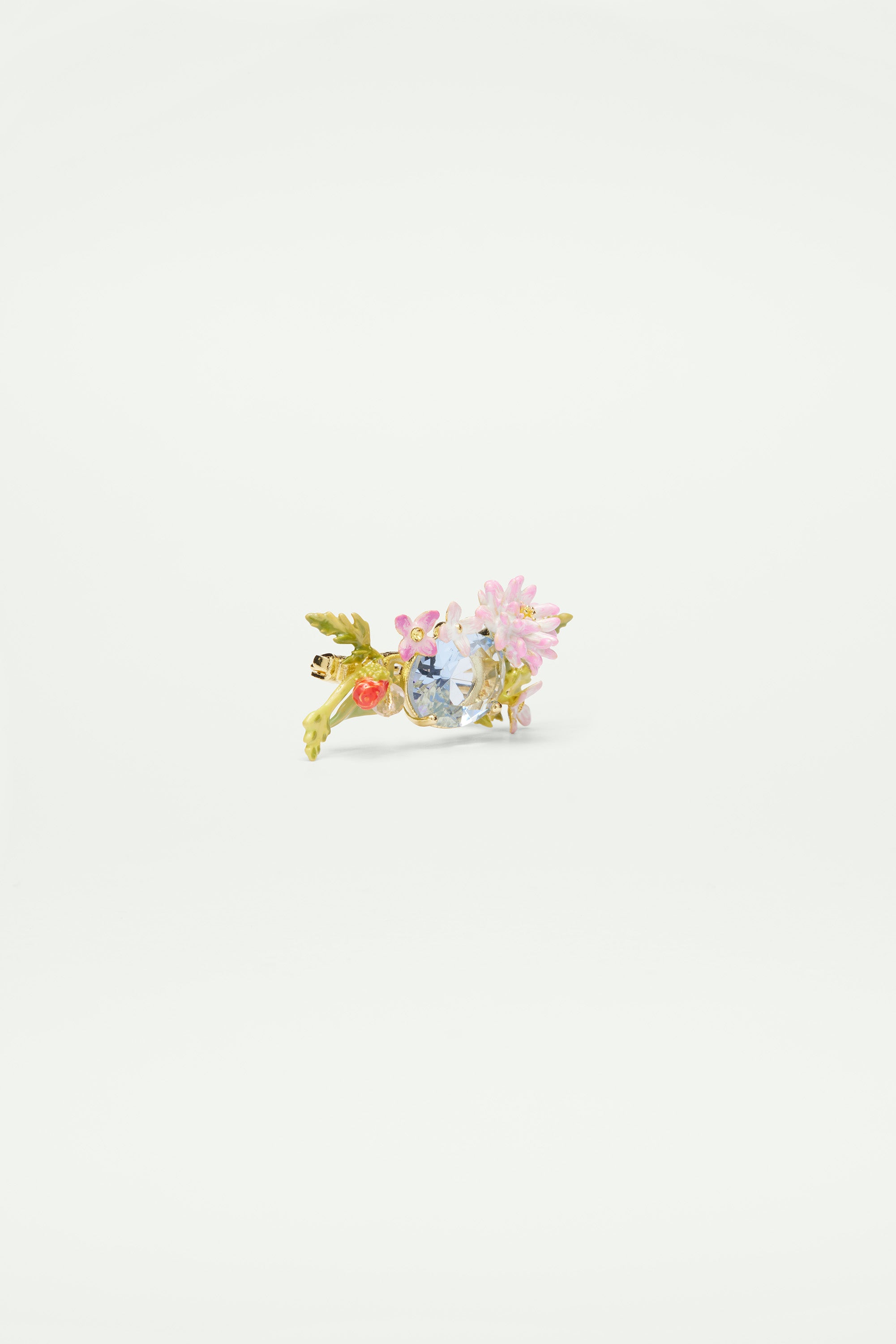 Broche flores silvestres y piedra azul