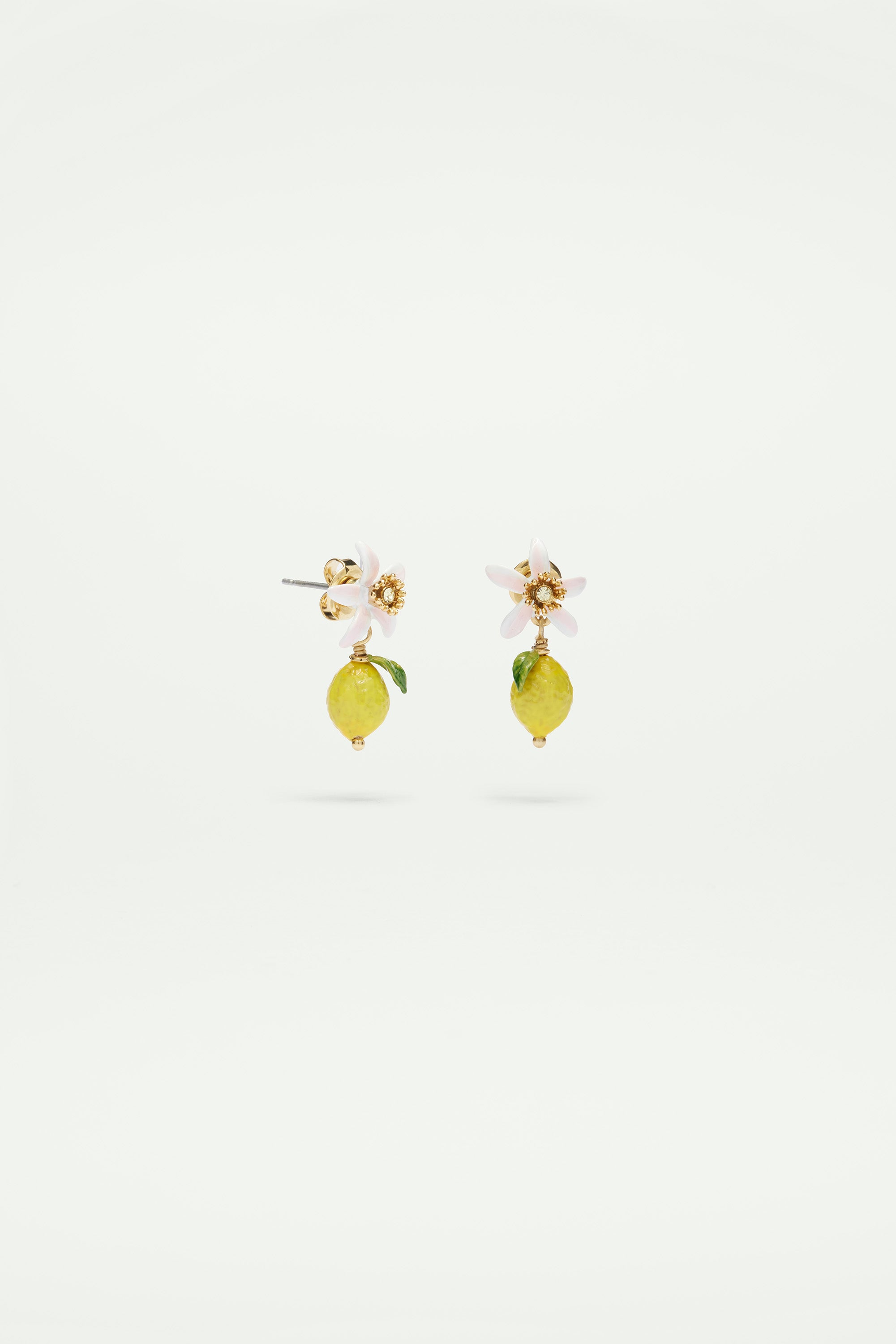 Boucles d'oreilles citron et fleur blanche