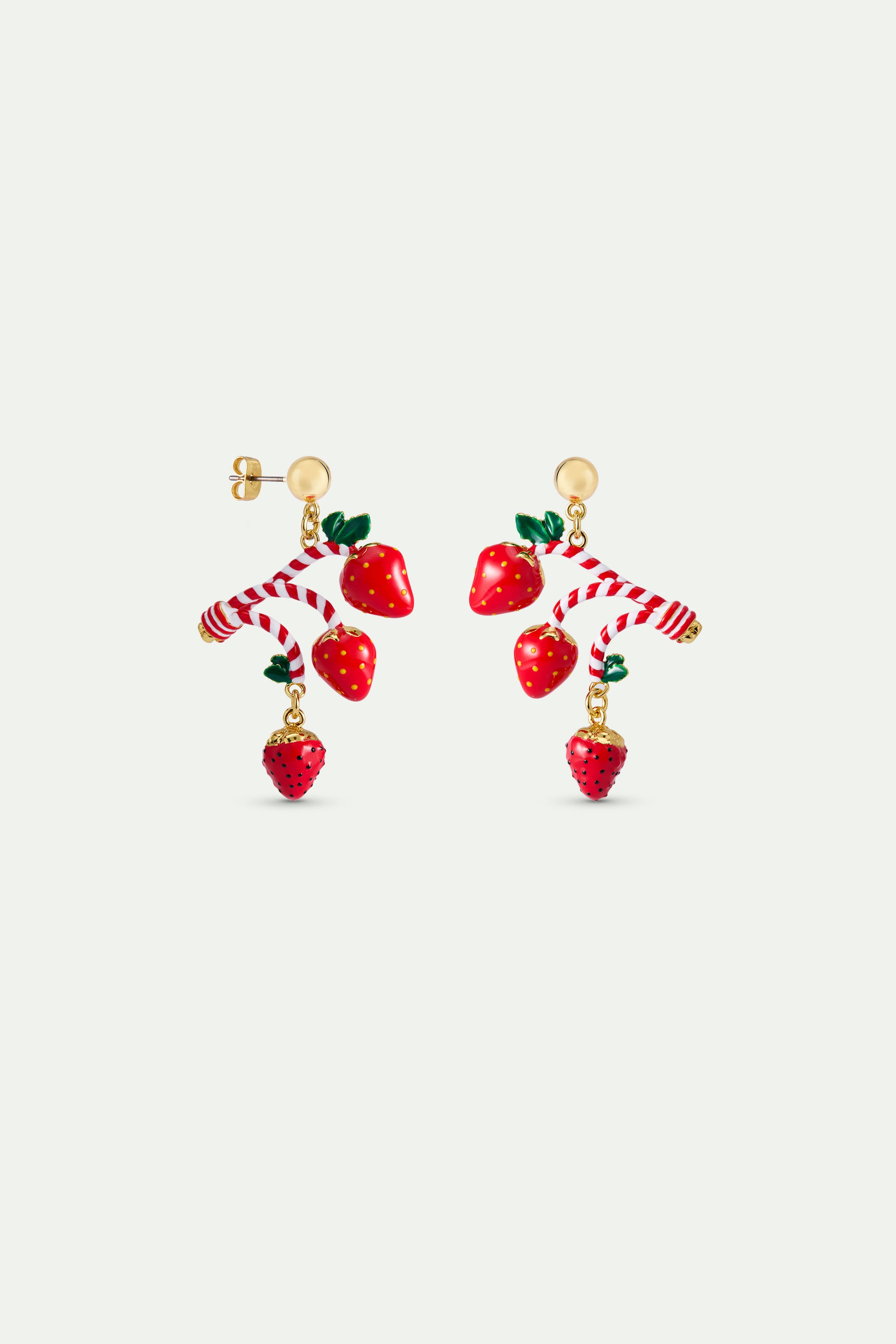 Strawberry and candy cane earrings