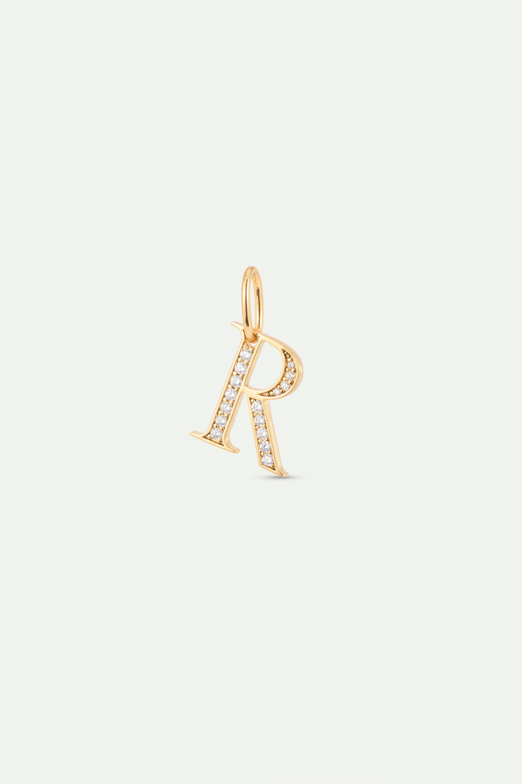 Pendentif lettre R dorée et cristaux