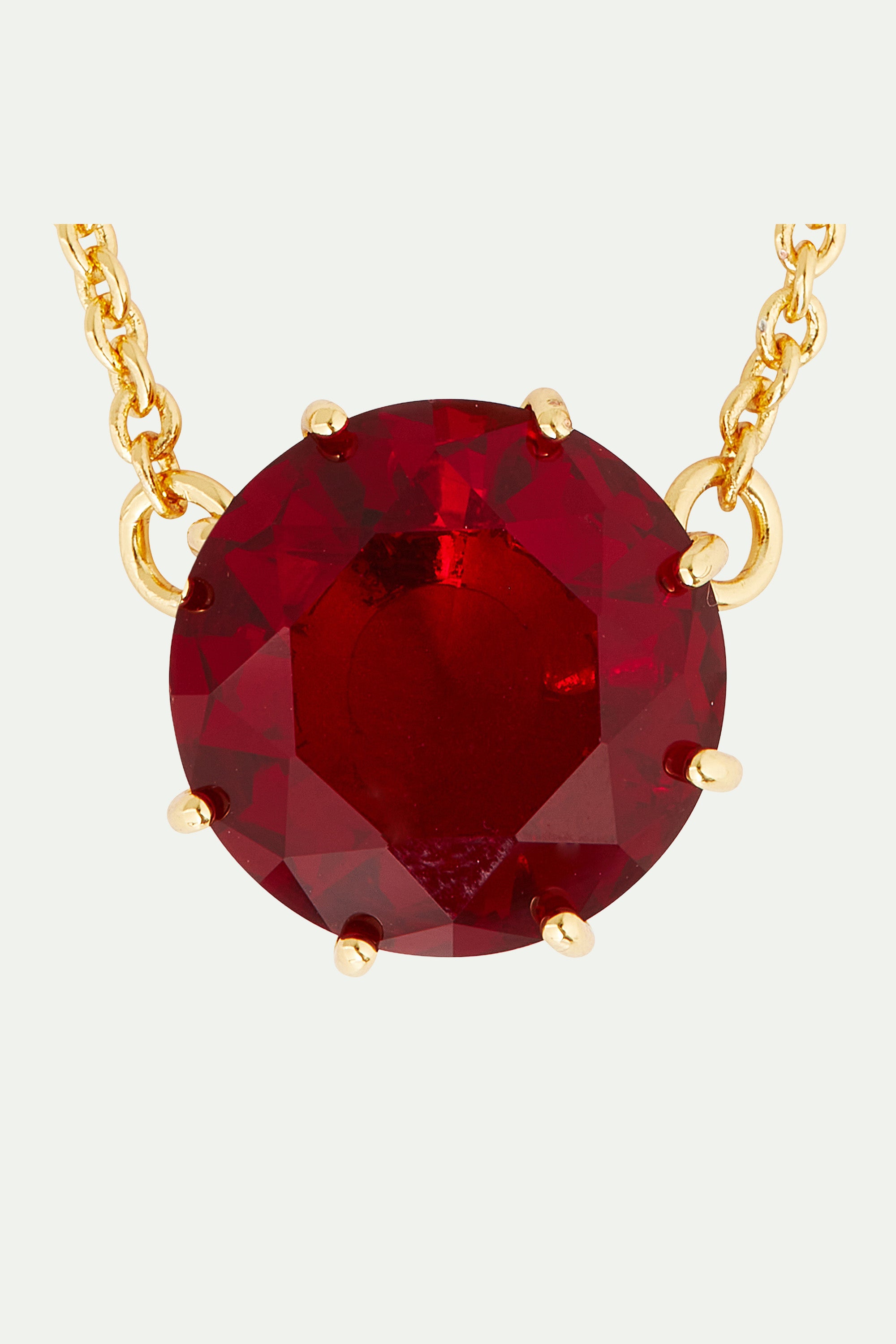 Collier pendentif rond La Diamantine rouge grenat