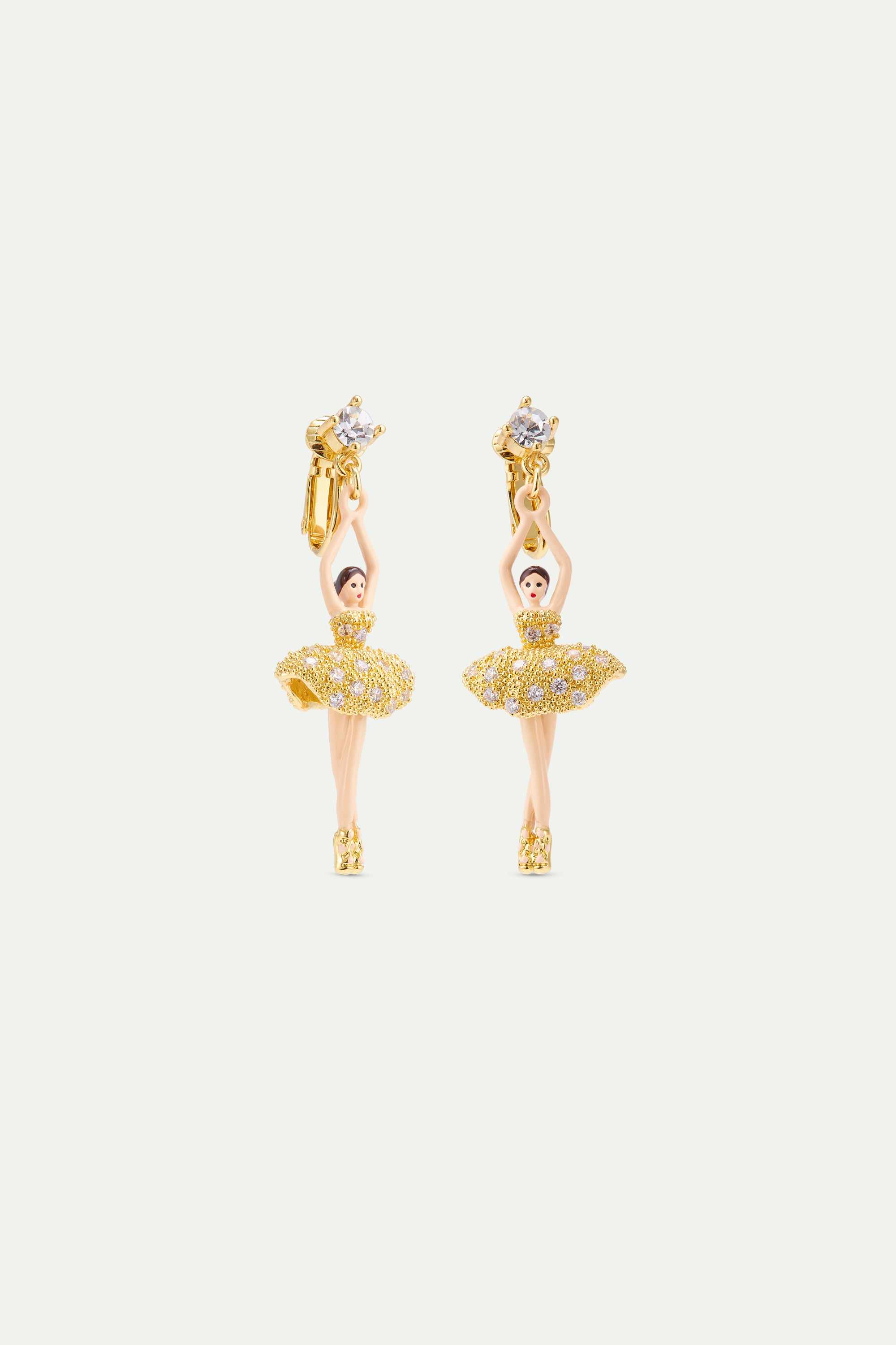 Pendientes Ballerina con perlas doradas y cristales