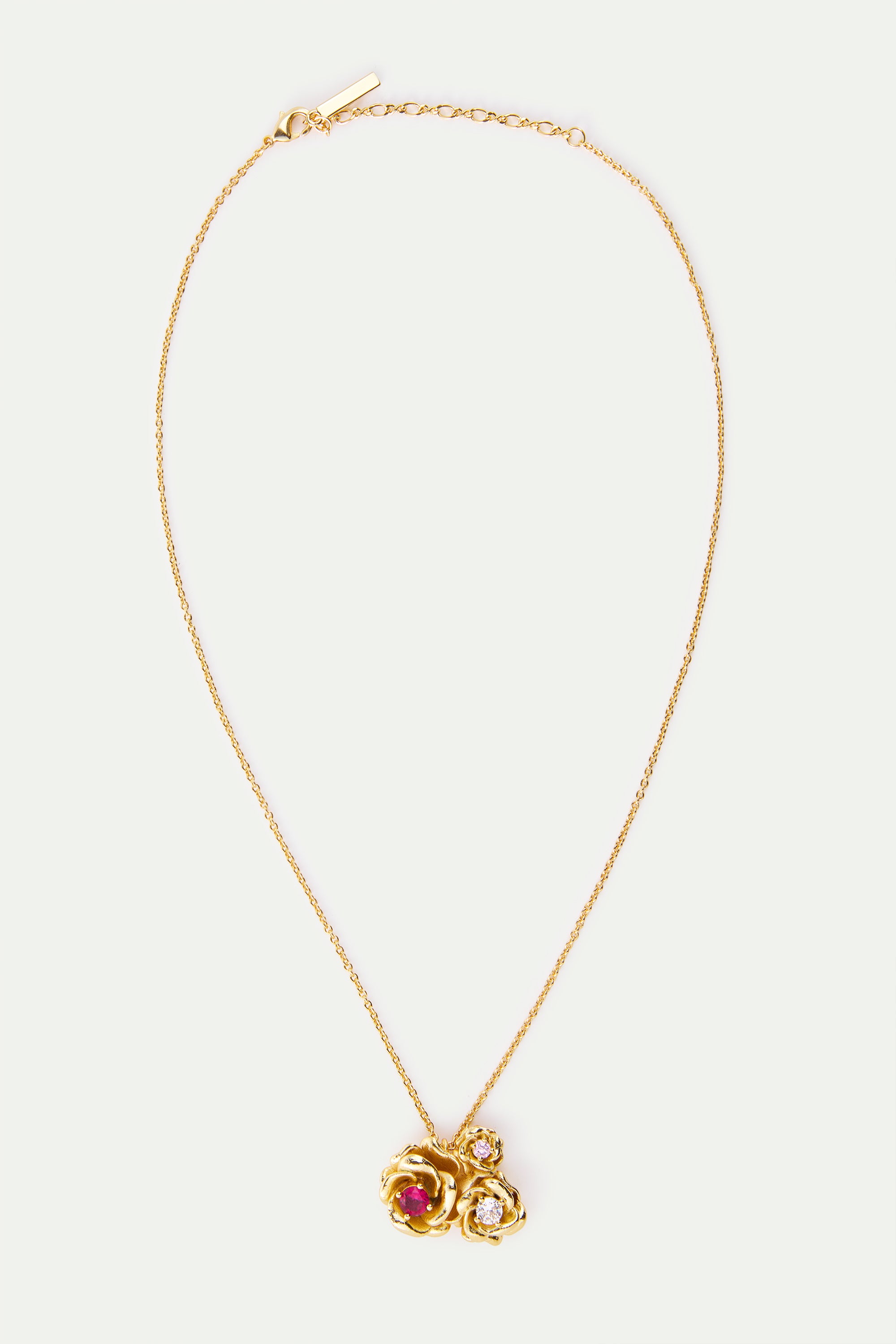 Collier pendentif roses dorées Mona Lisa et pierres rondes