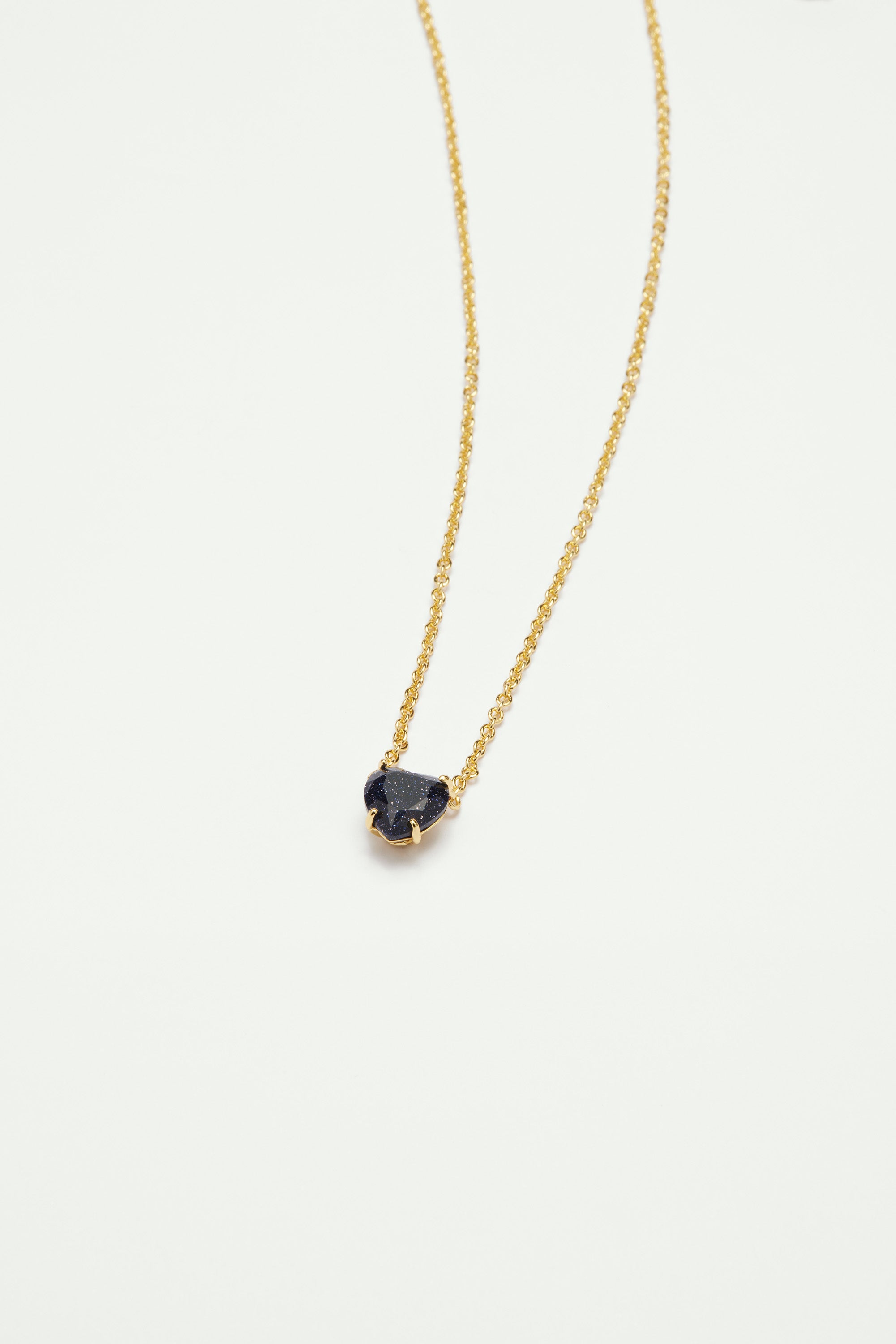 Collier pendentif pierre cœur la diamantine bleu nuit pailleté
