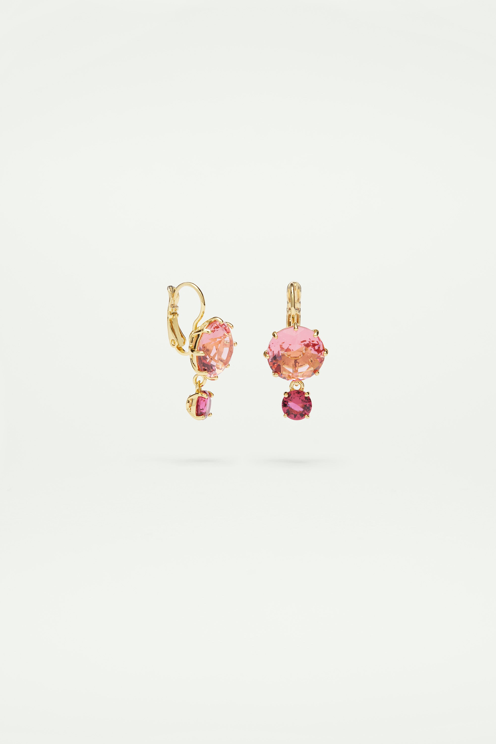 Boucles d'oreilles dormeuses pierres rondes rose et rouge la diamantine multicolore