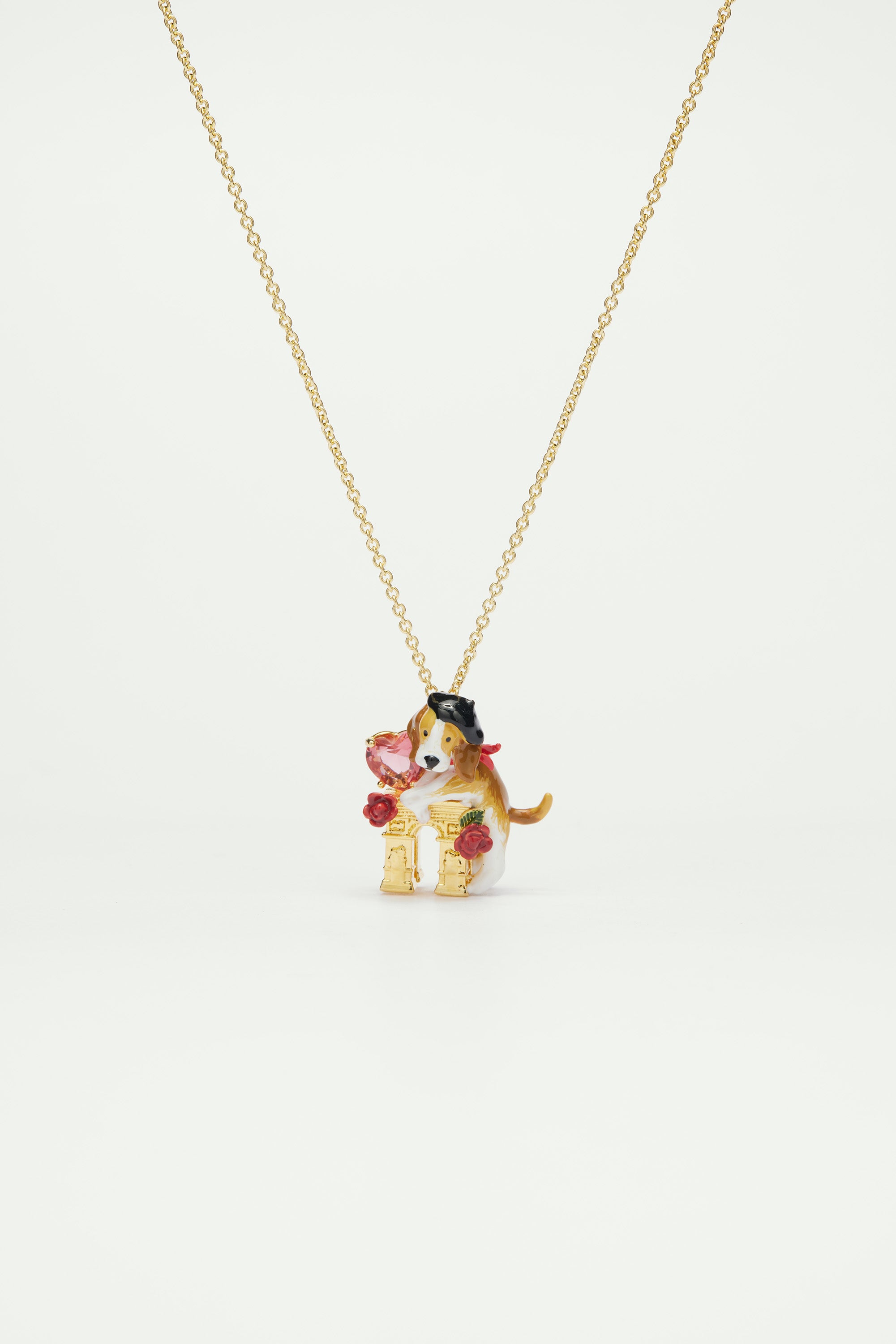Beagle and Arc de Triomphe pendant necklace